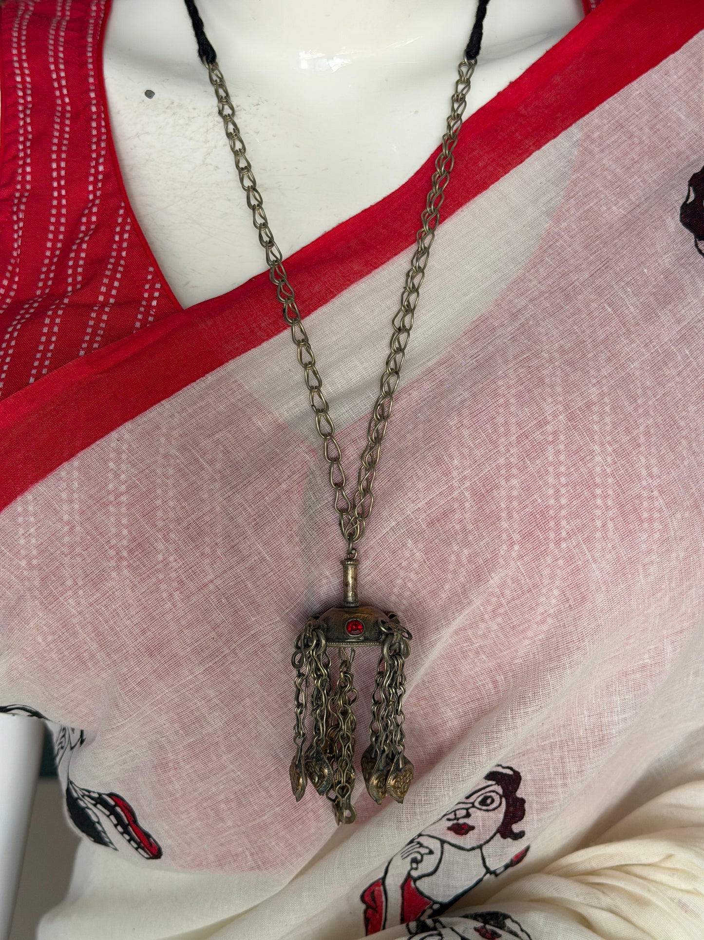 3D half sphere pendant n chain drops with big links chain handcrafted necklace