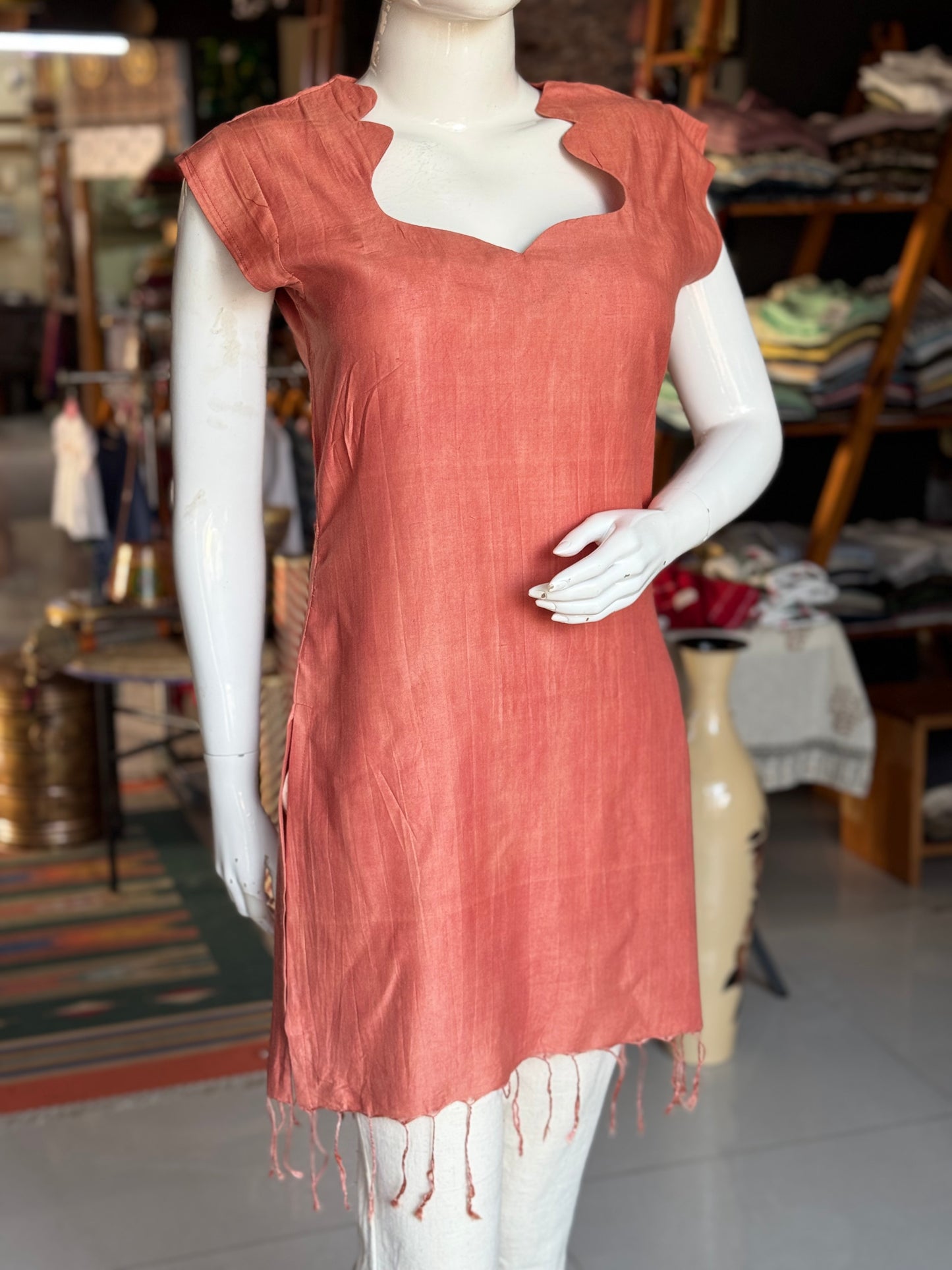 Burnt Orange natural dyed silk short kurti