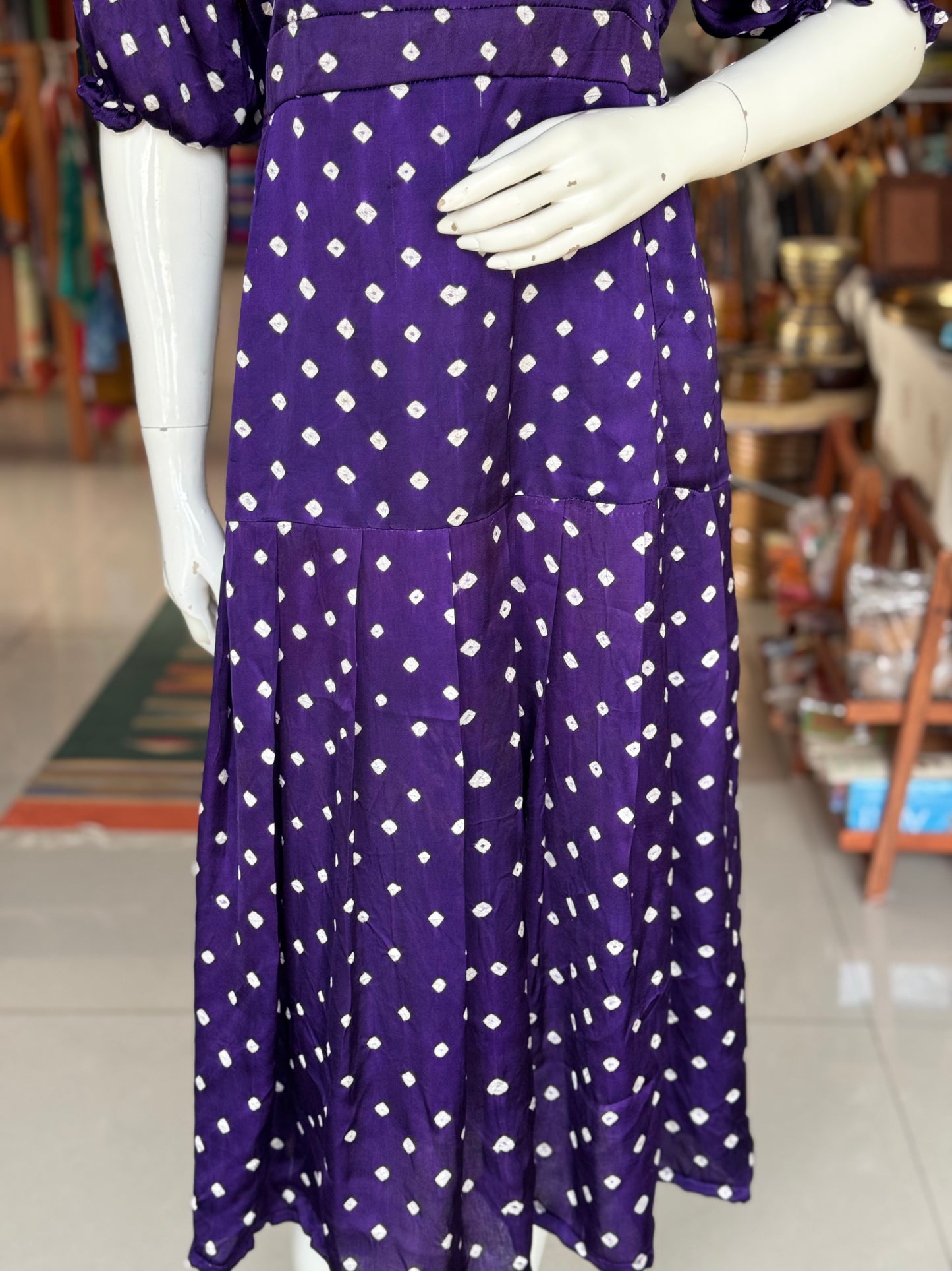 Violet bandini hand tie n dye soft modal dress with neck detailing