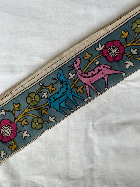 Silk pen Kalamkari hand painted border - colors and designs options available