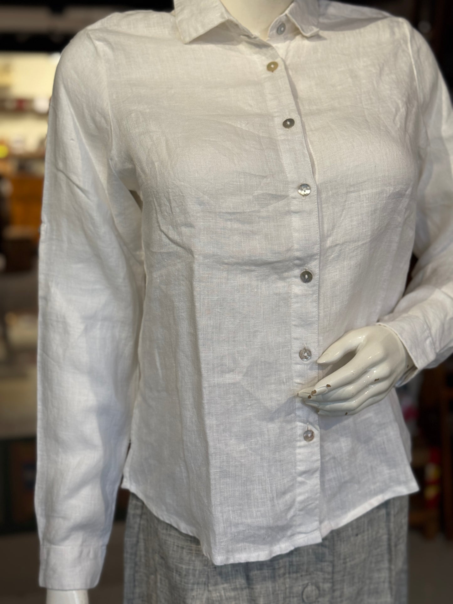 White handwoven linen shirt for women