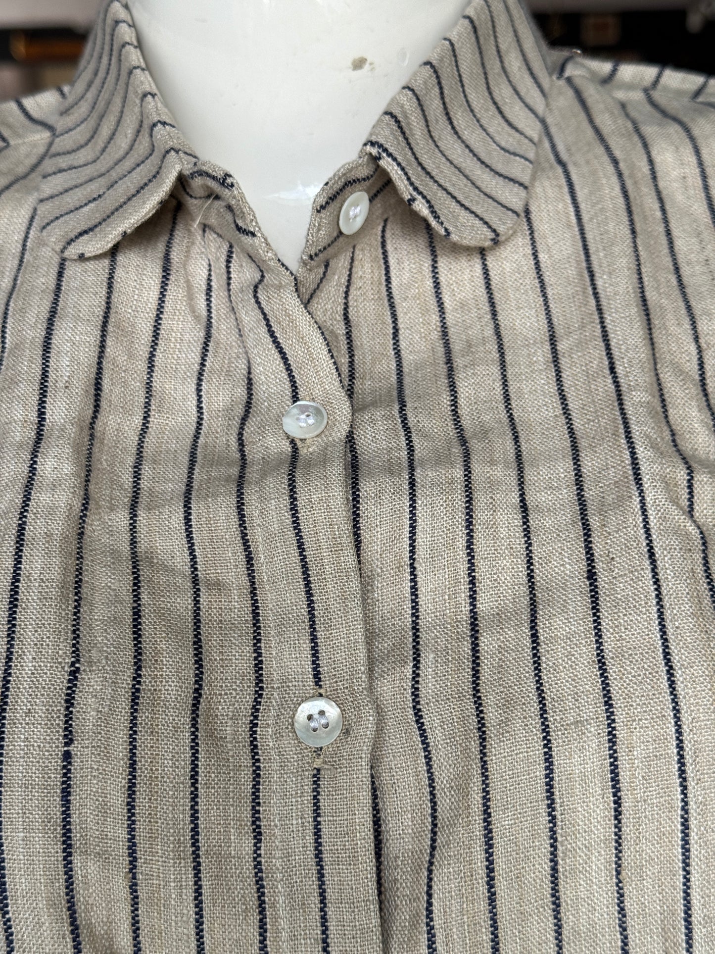 Stripes fake shirt collar / Dickey collar accessory in handloom linen