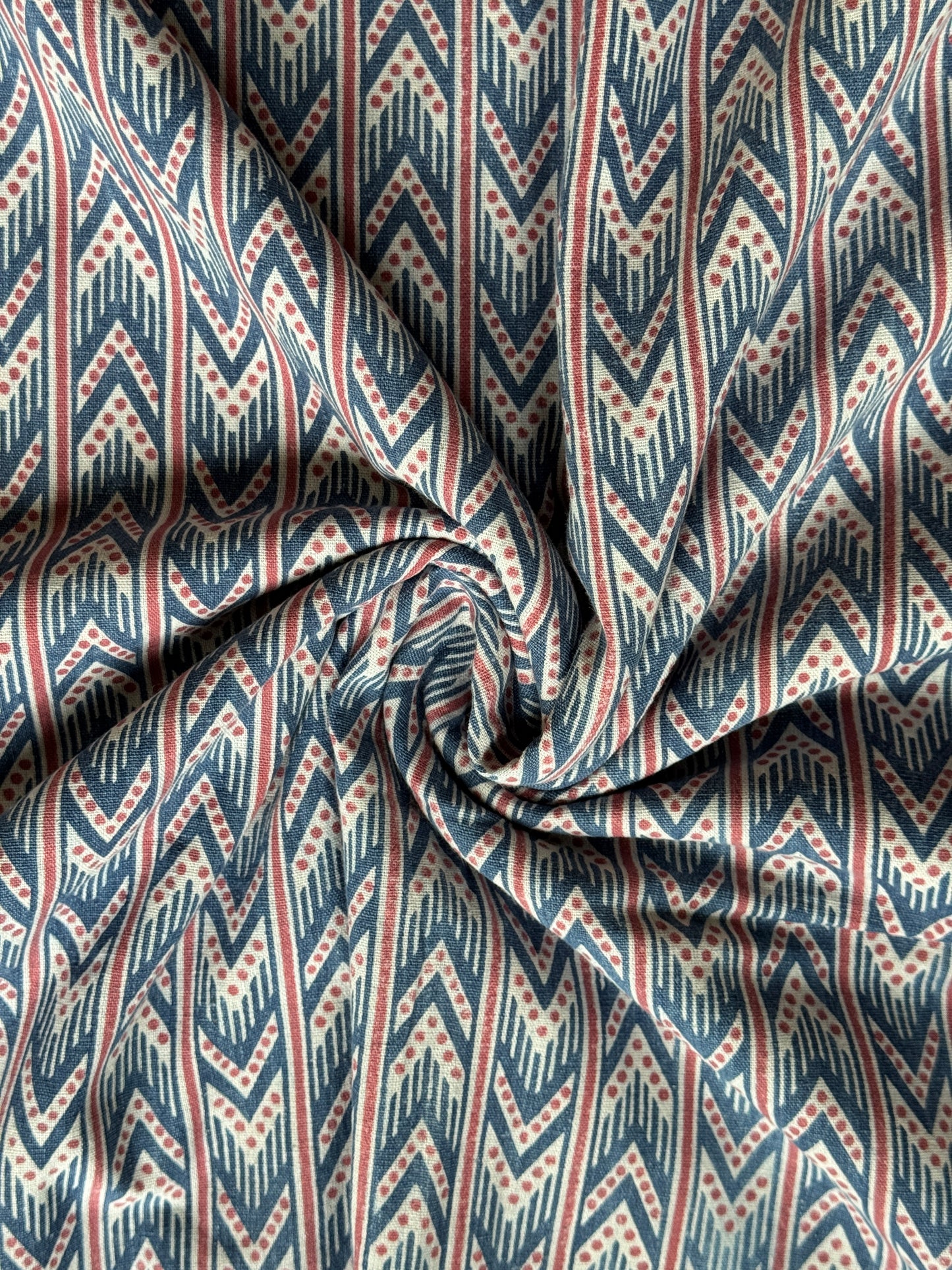 Handwoven, natural dyed screen printed cotton fabric - design options available