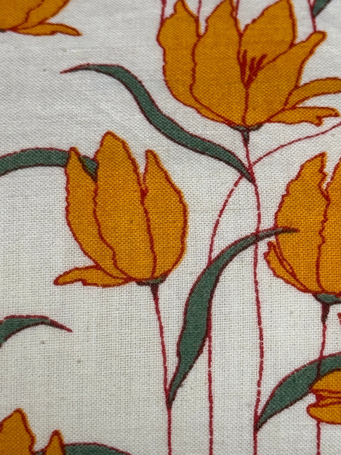 Mustard floral handwoven cotton short sleeves blouse