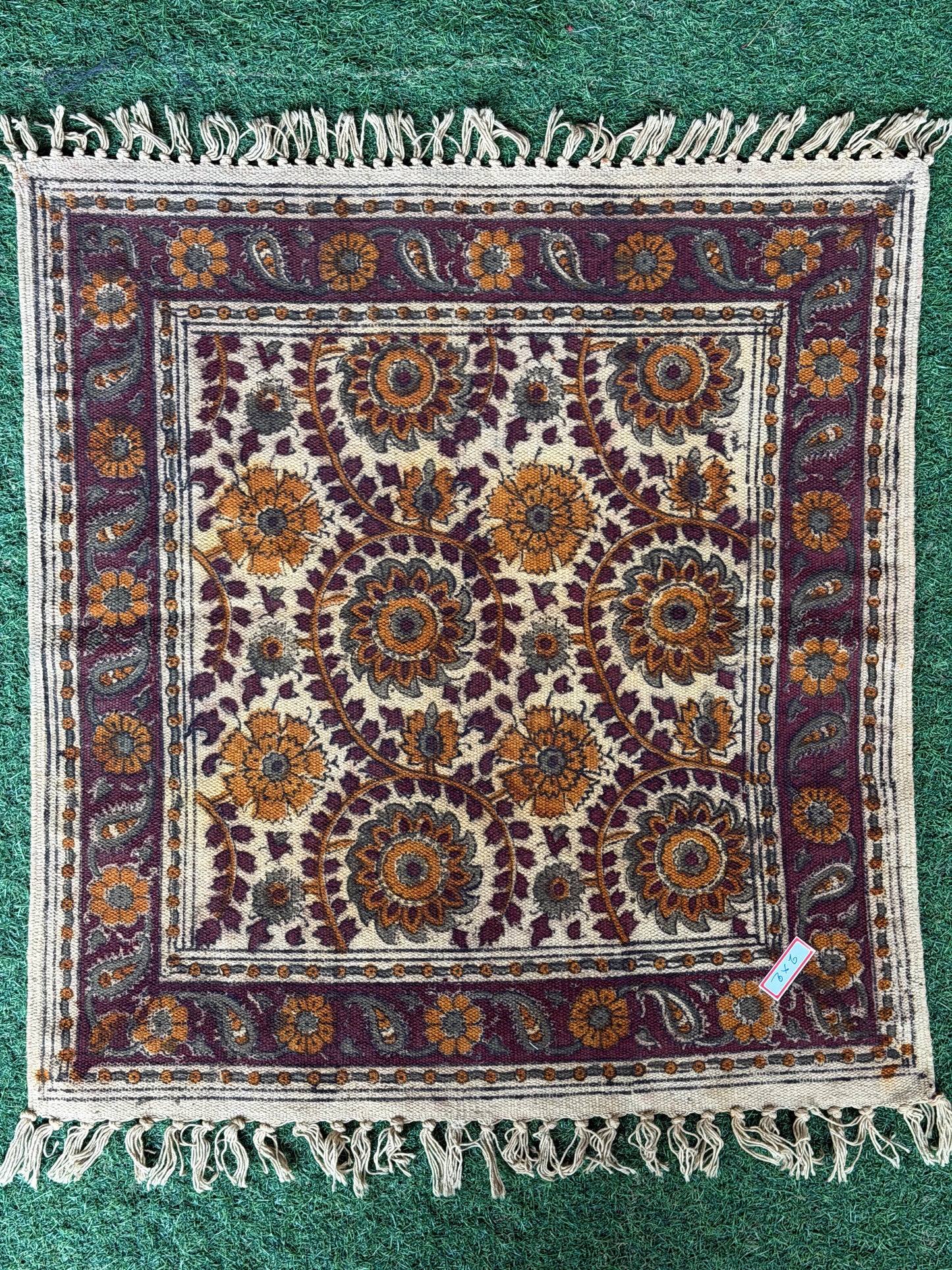 2 x 2 feet cotton Kalamkari hand block printed mat