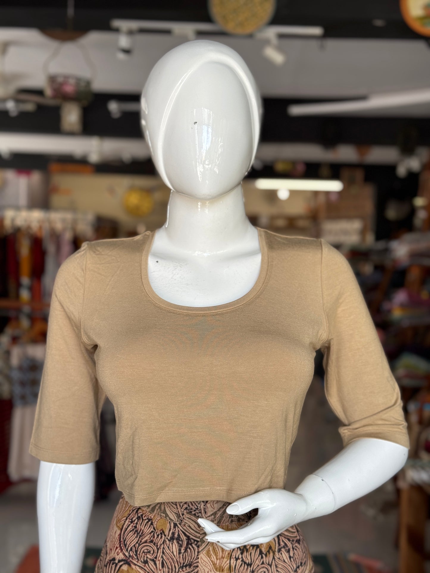 Stretchable elbow sleeves free size plain blouse