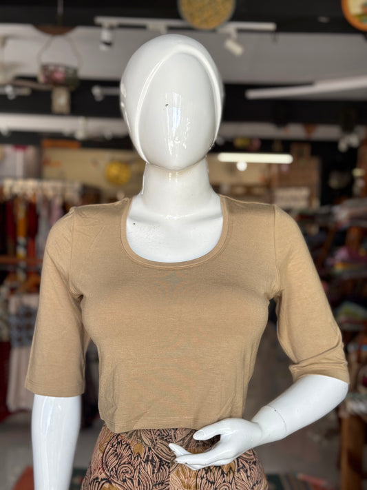 Stretchable elbow sleeves free size plain blouse