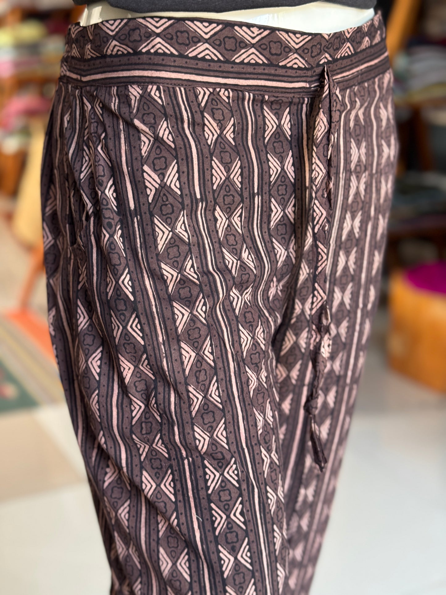 Understated elegance - Ajrakh natural dyed, hand block printed cotton dupatta n pants with handwoven plain mangalagiri cotton kurta - 3 piece suit set