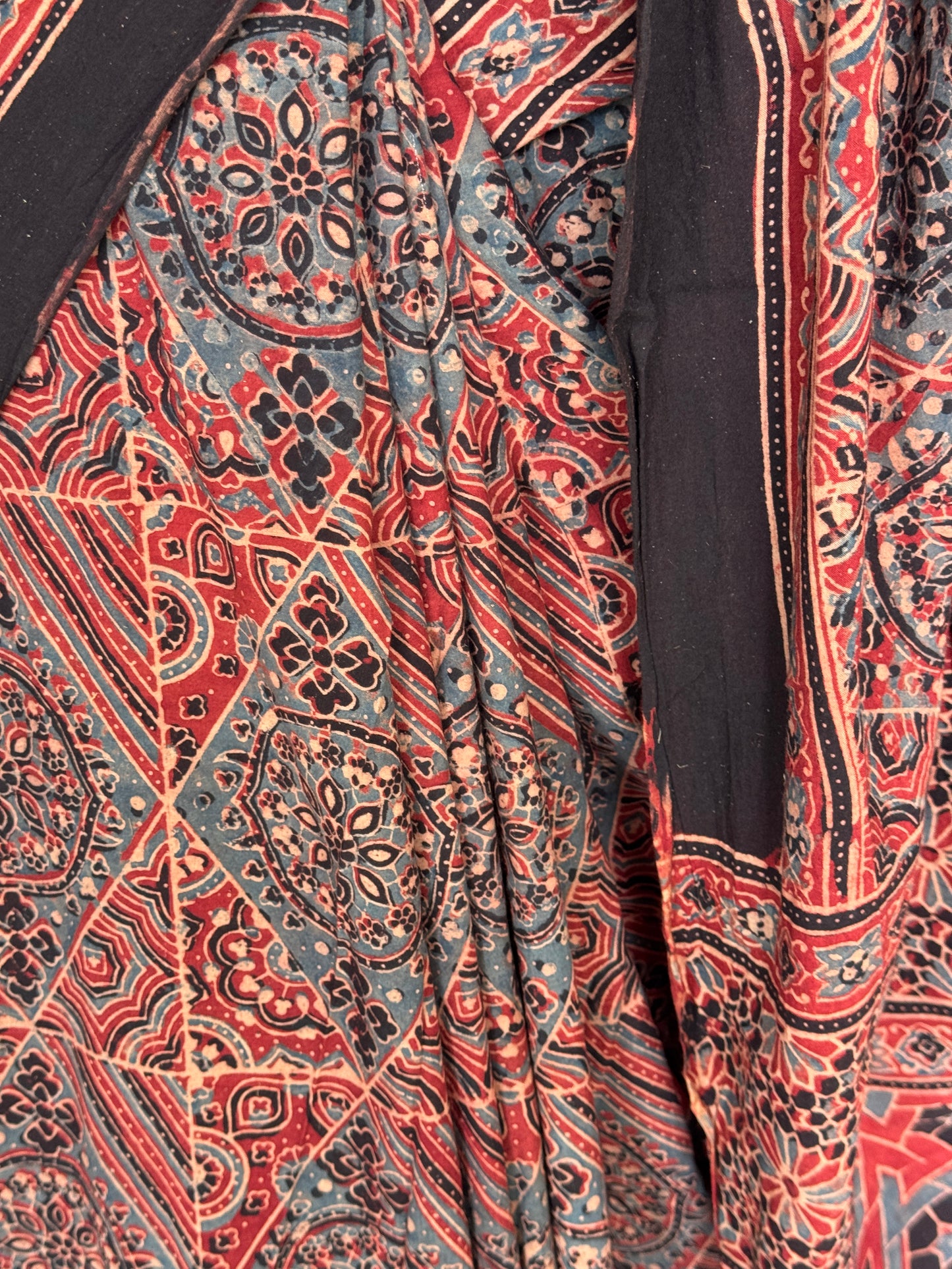 Ajrakh hand block printed 60s cotton saree - design options available