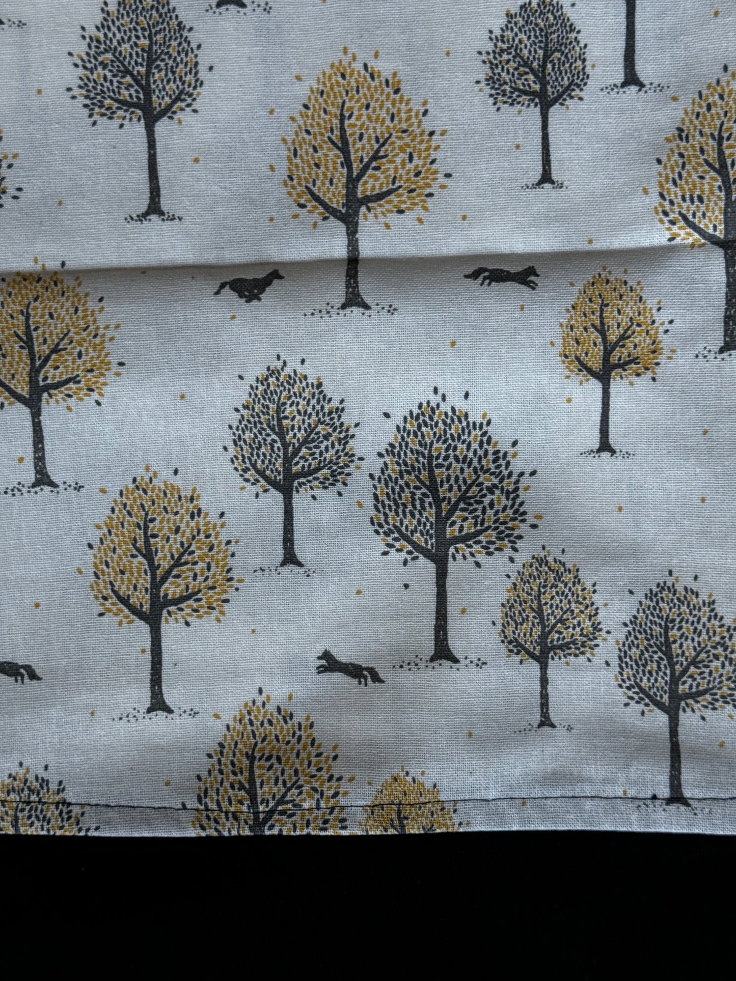 White forest print - cotton bedsheet with black attached border - 96 x 102 inches