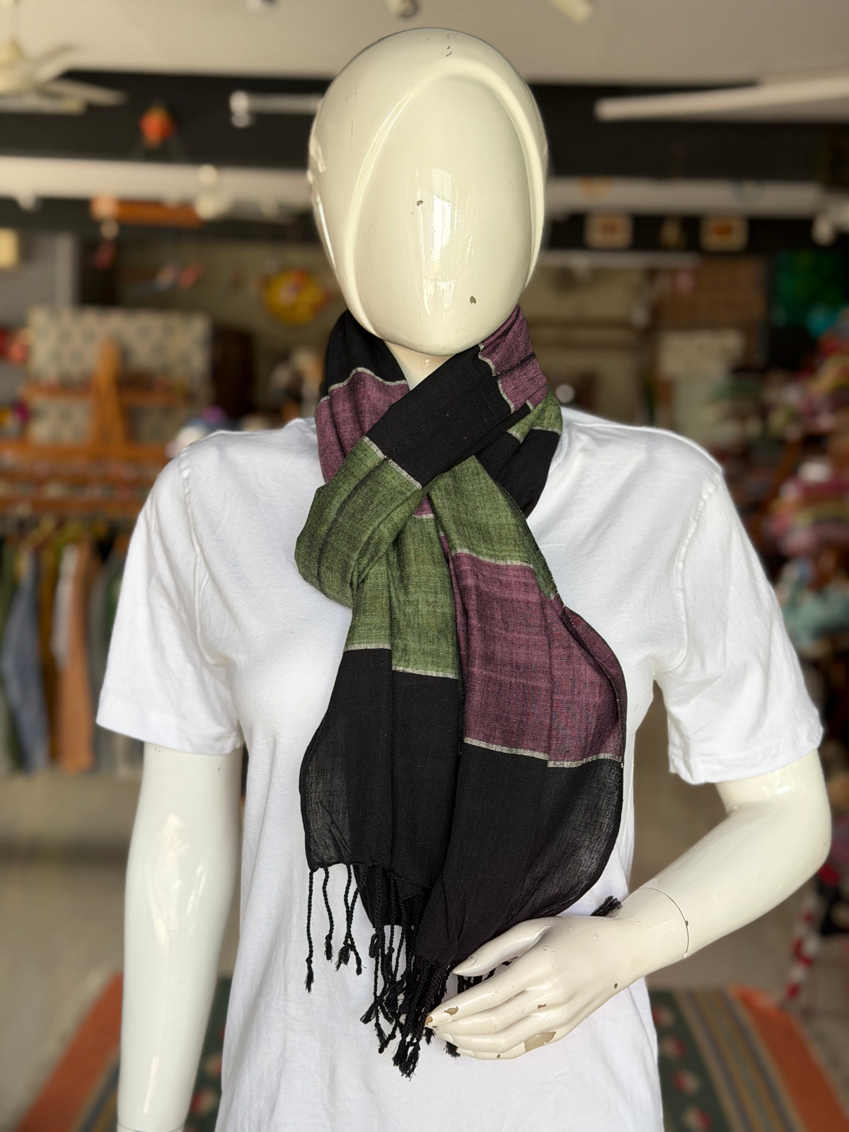 Soft cotton handloom stole - colors and designs options available