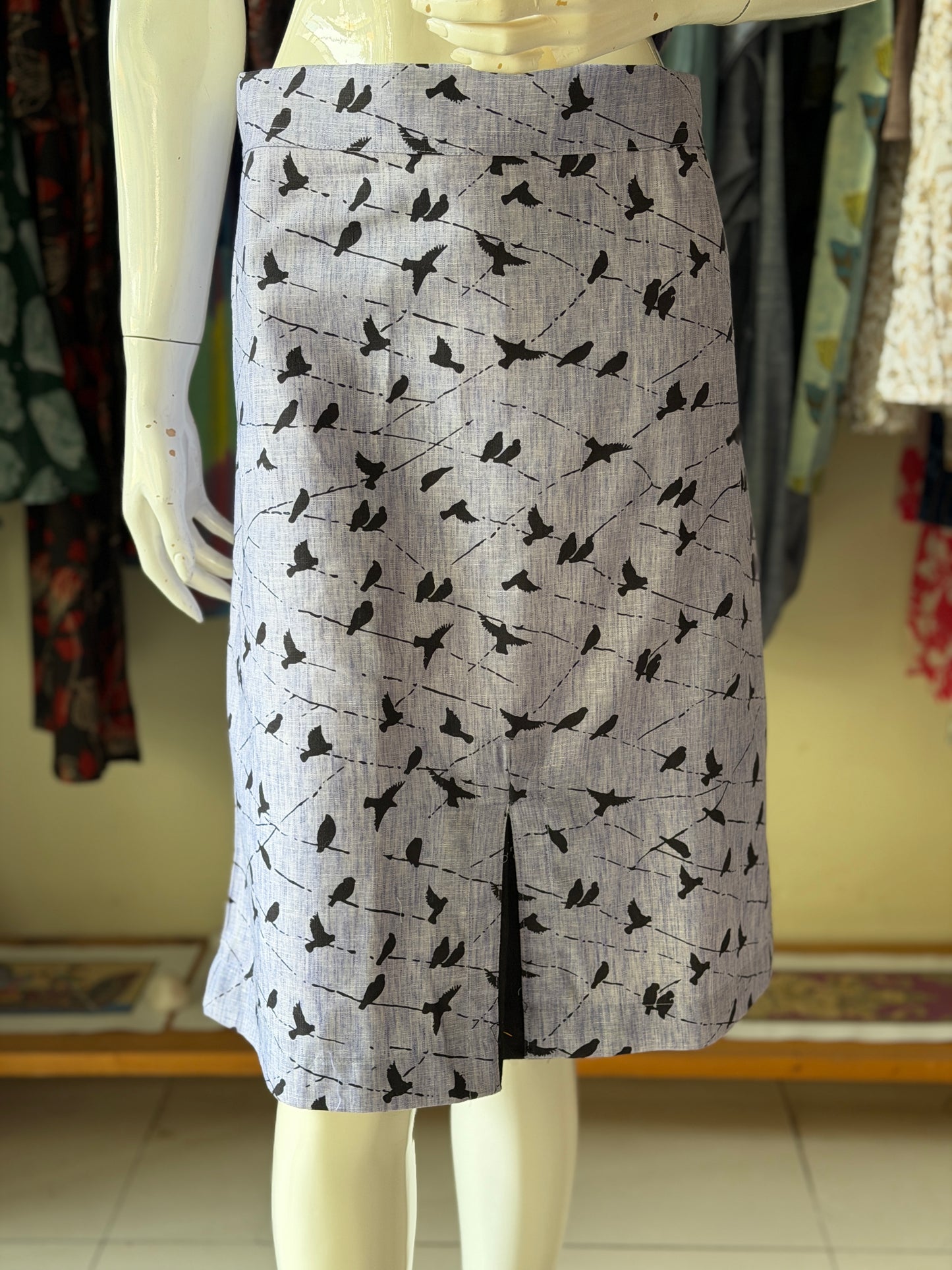 Lavender cotton coord set of skirt n top with birds print