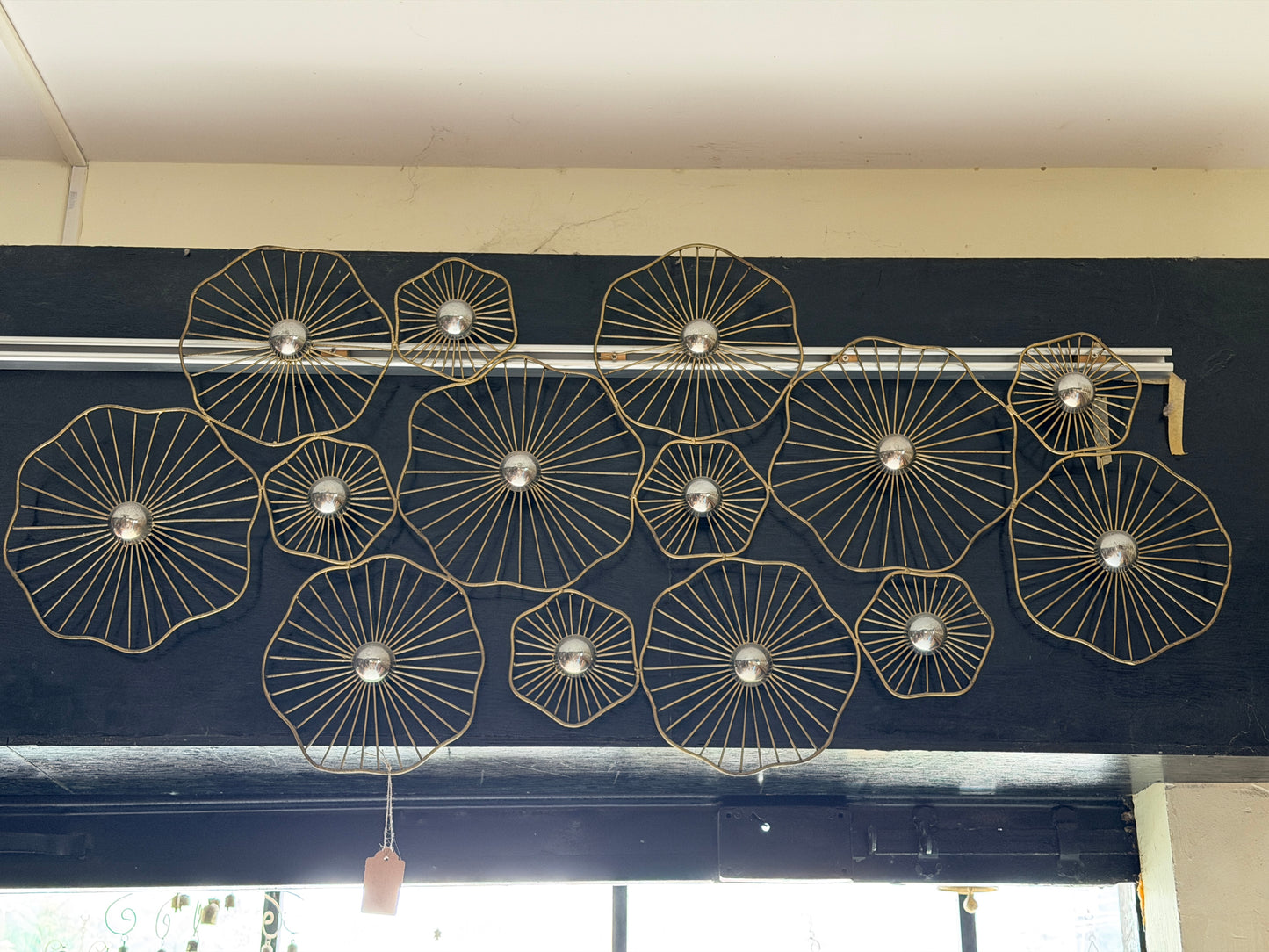 Brass toned lotus leaves wall decor  - handcrafted iron decor