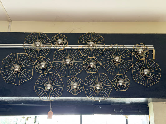 Brass toned lotus leaves wall decor  - handcrafted iron decor