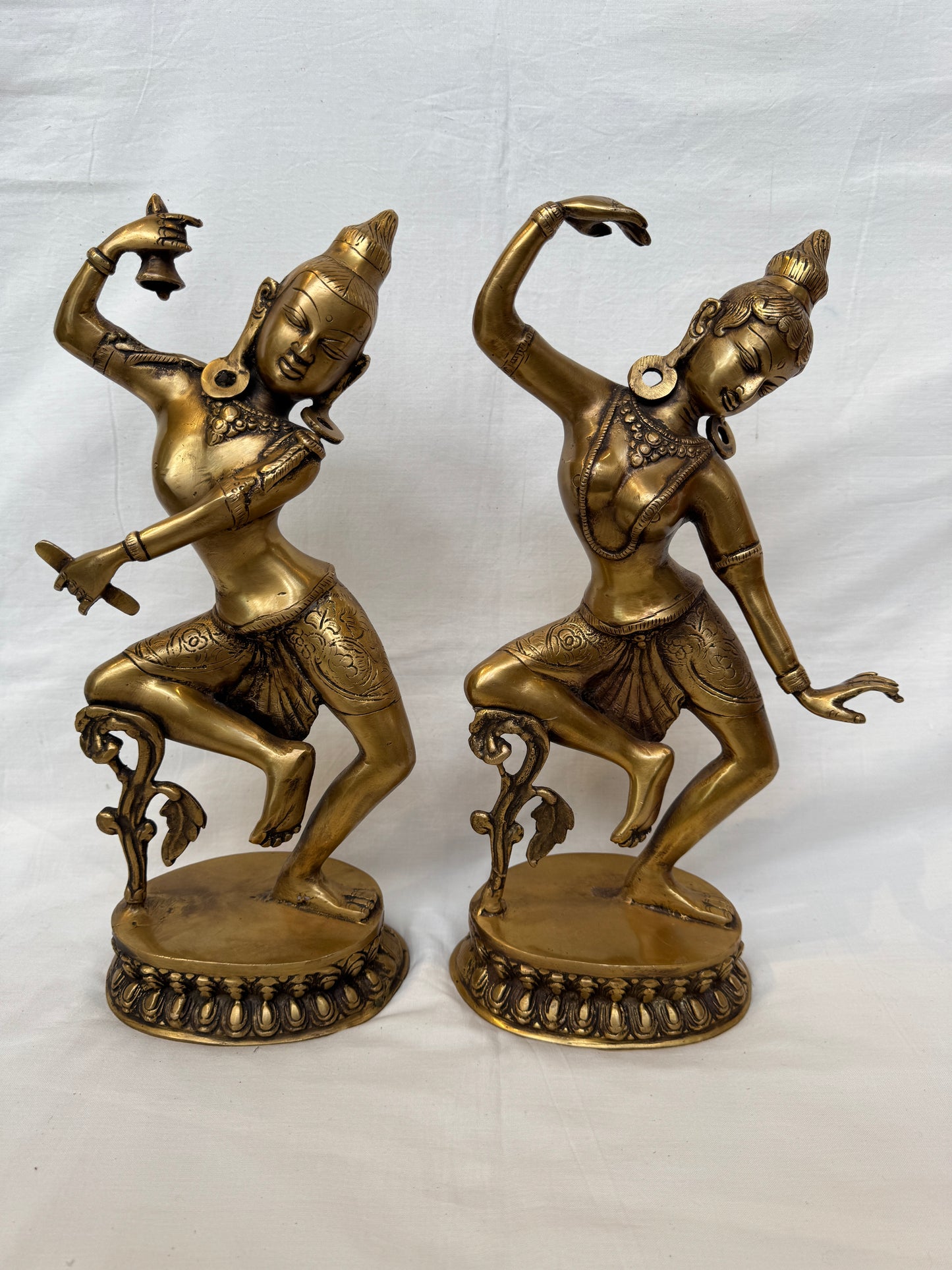 Shiv ji n Parvati ji - vintage brass statues in dancing pose