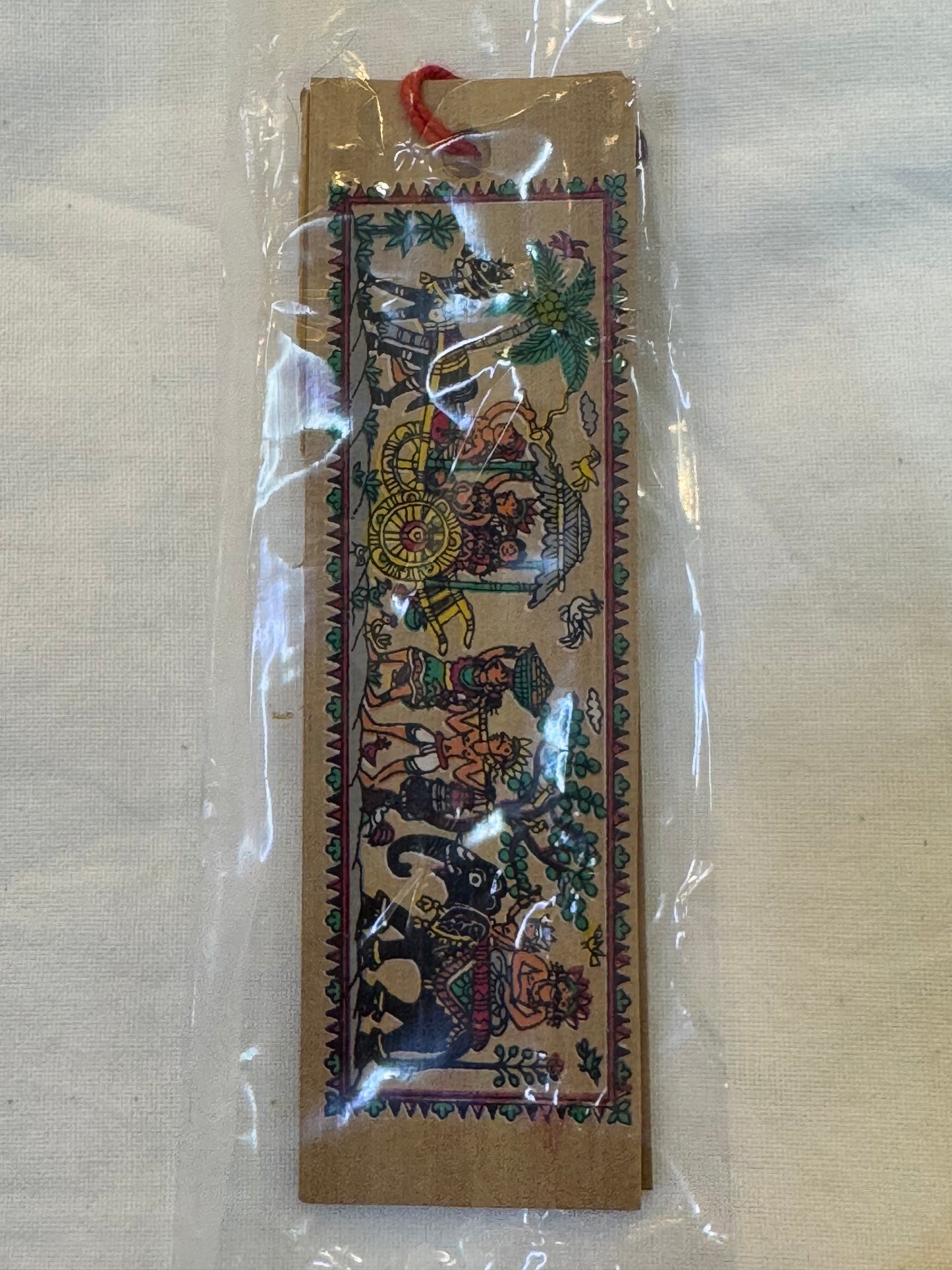 Palm leaf patachitra printed bookmark - 4 inch length double leaves