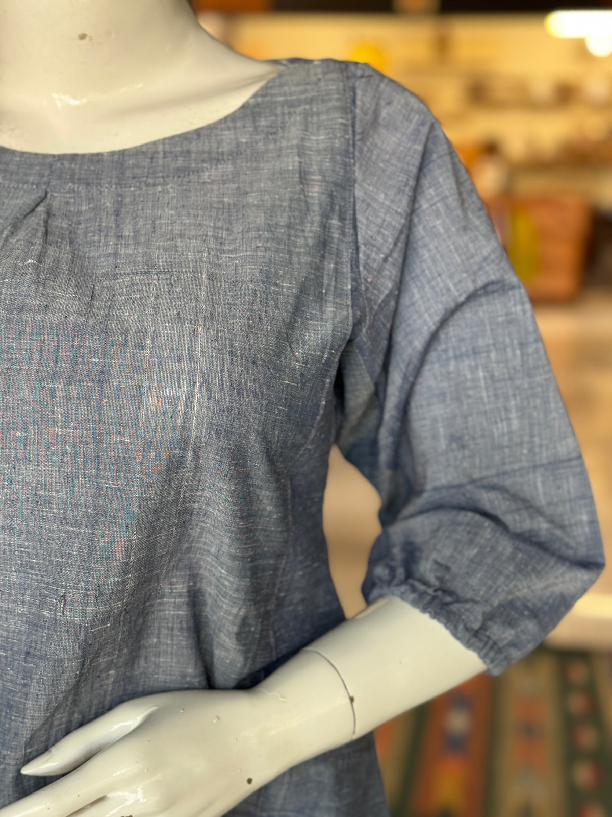 Blueish grey cotton handloom top