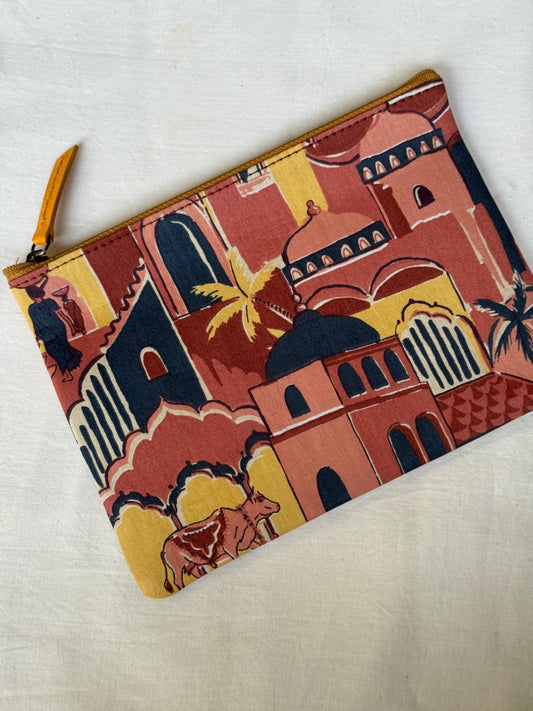 Fabric pouch with zipper closure - organizer for pens, medicines, jewelry etc - multiple designs available