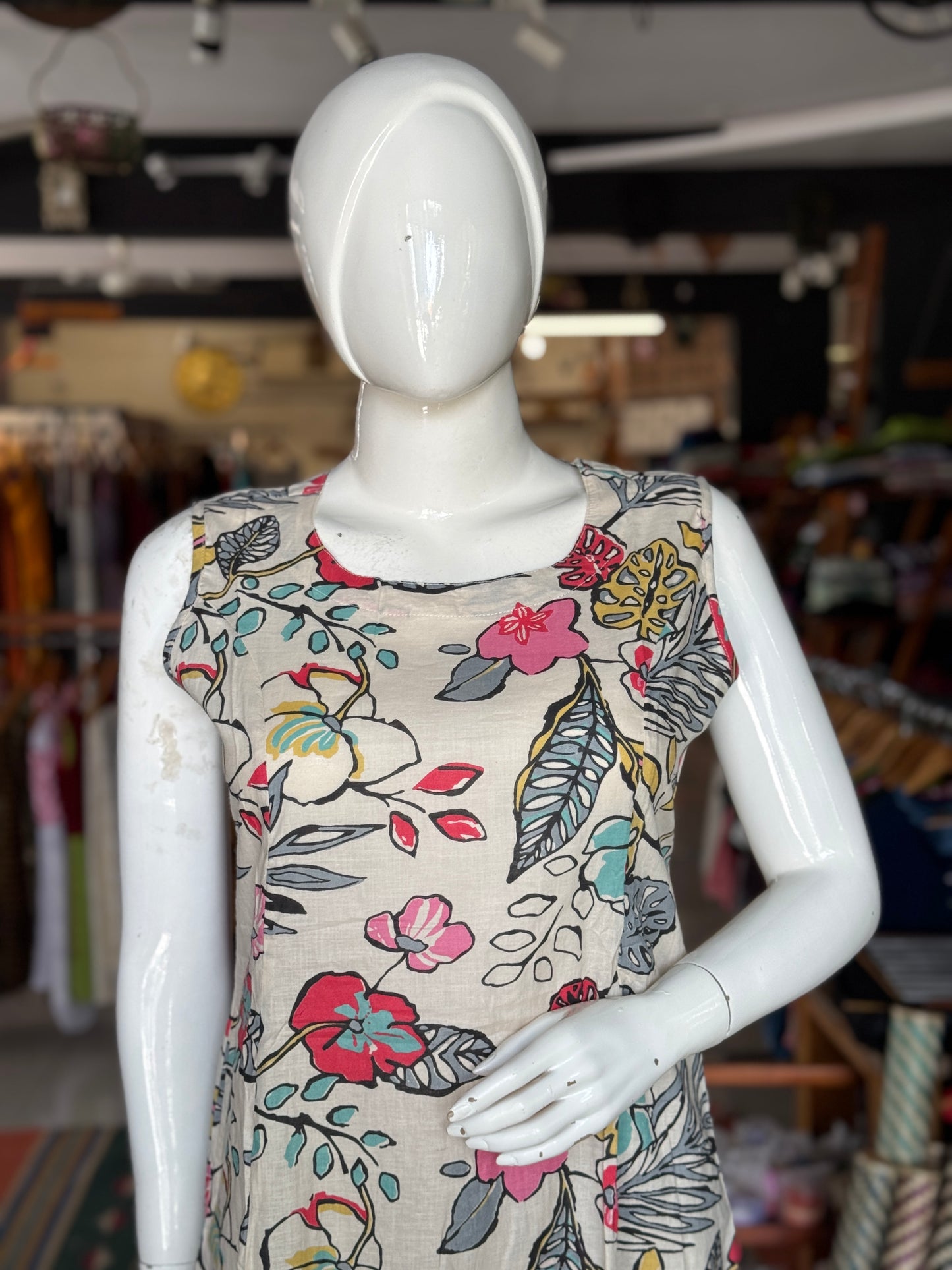 Floral print sleeveless cotton kurti, flared pants - coord set , 2 piece - multiple colors options