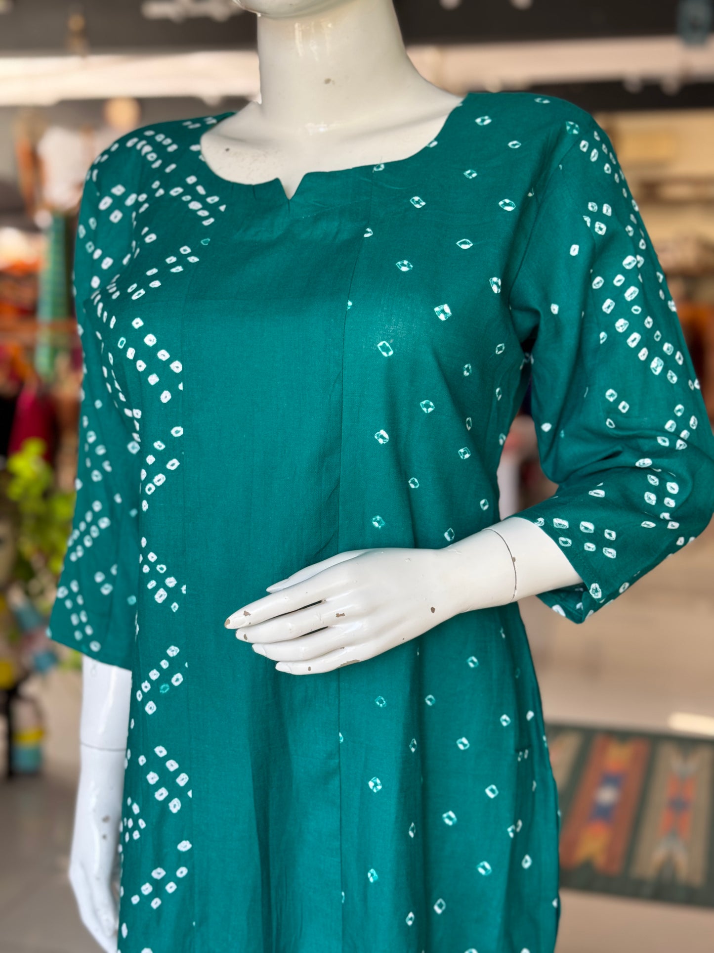 Bandini cotton straight kurti with half n half design - color options available