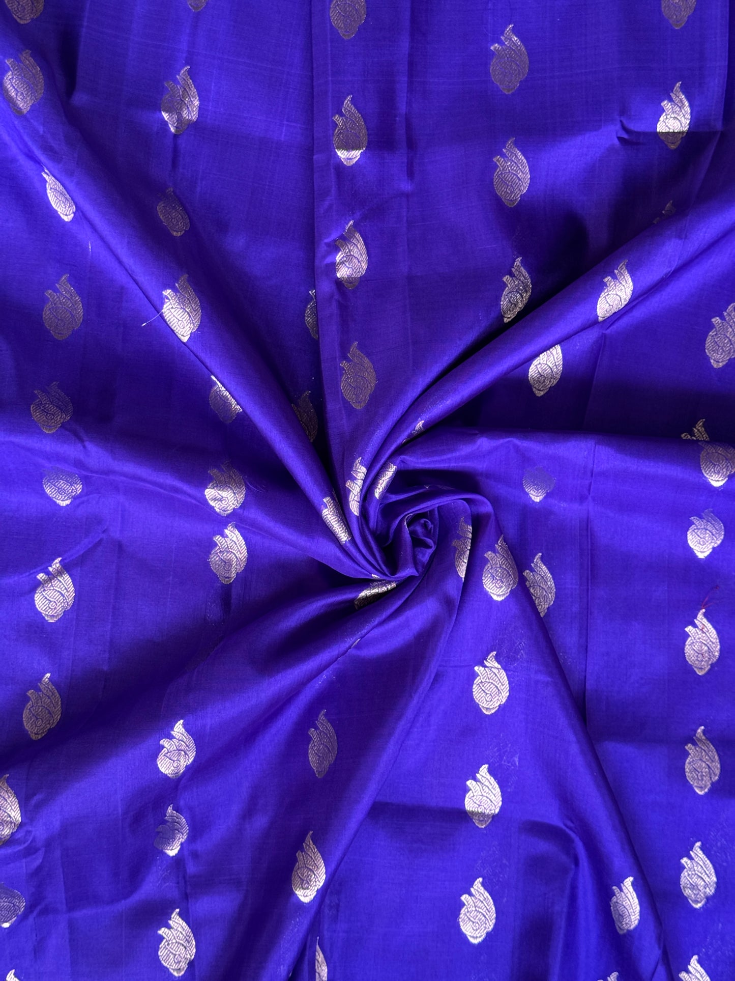 Venkatagiri blue silk handwoven fabric with butis