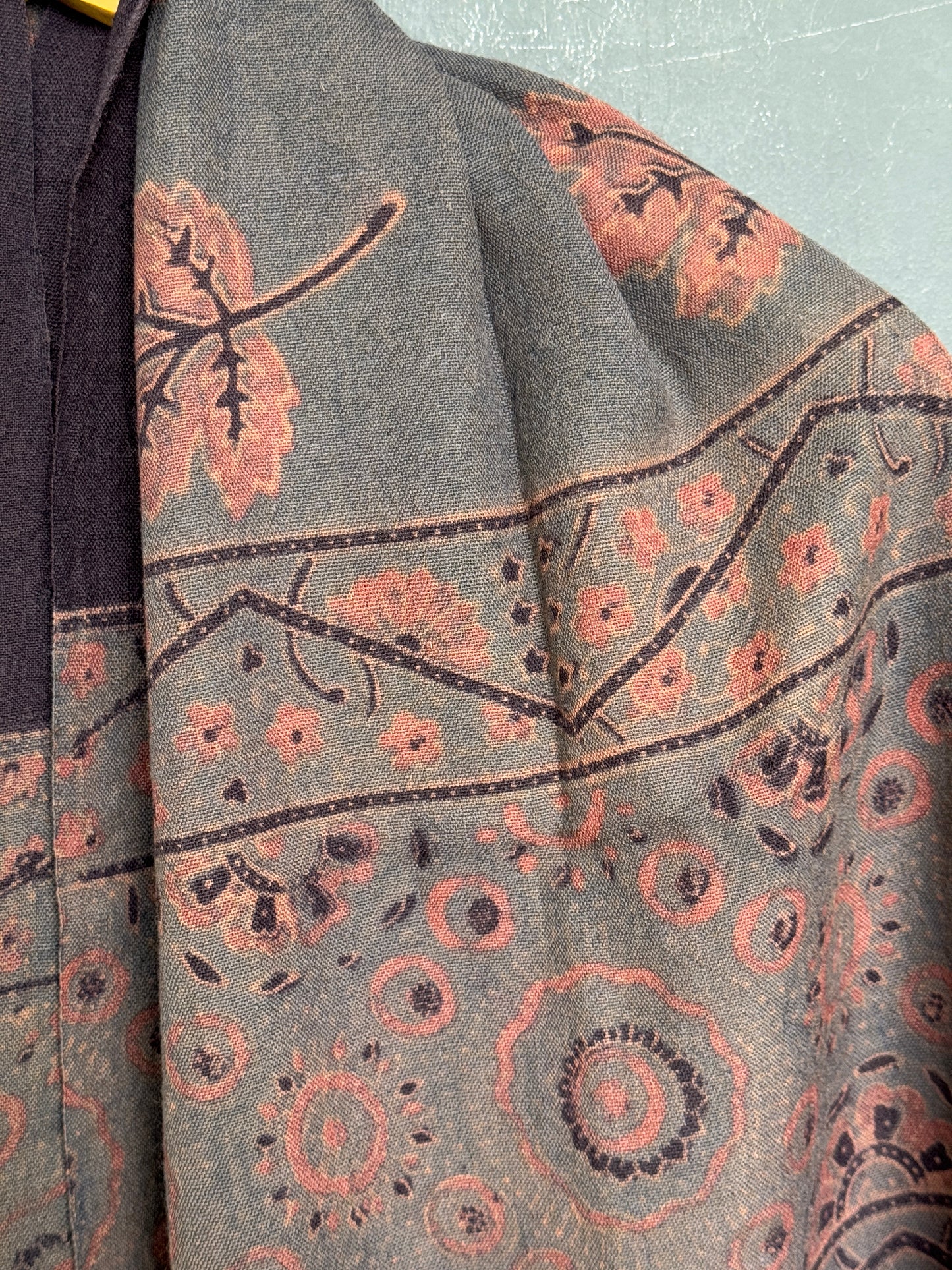 Ajrakh hand block printed, natural dyed merino wool stole