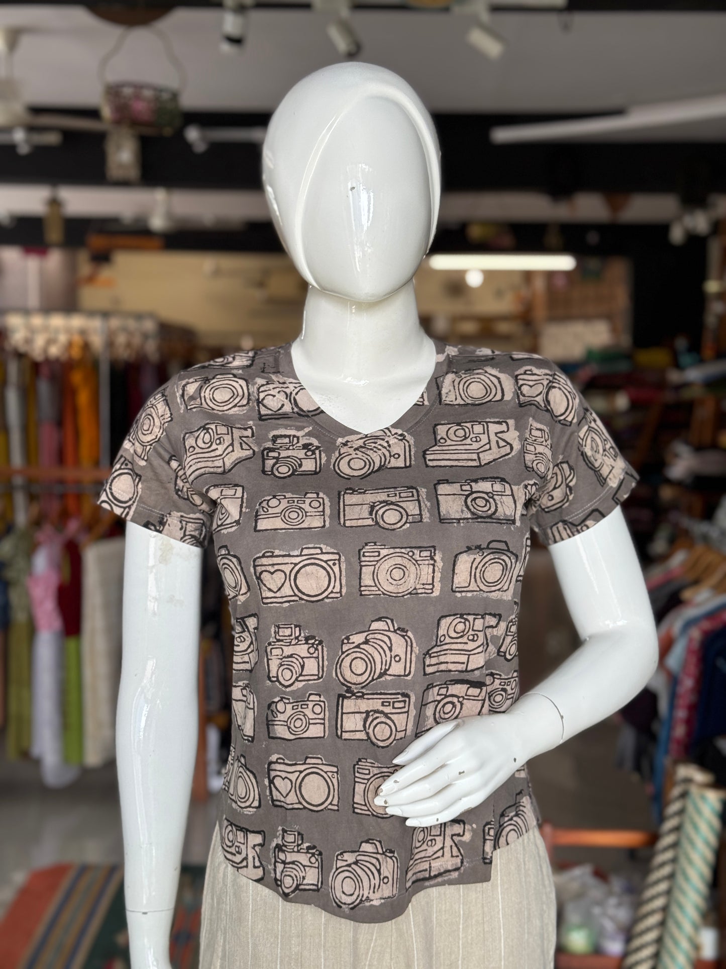 Beautiful cut womens tees - cotton, hand block printed, natural dyed tshirt for women - multiple designs and sizes
