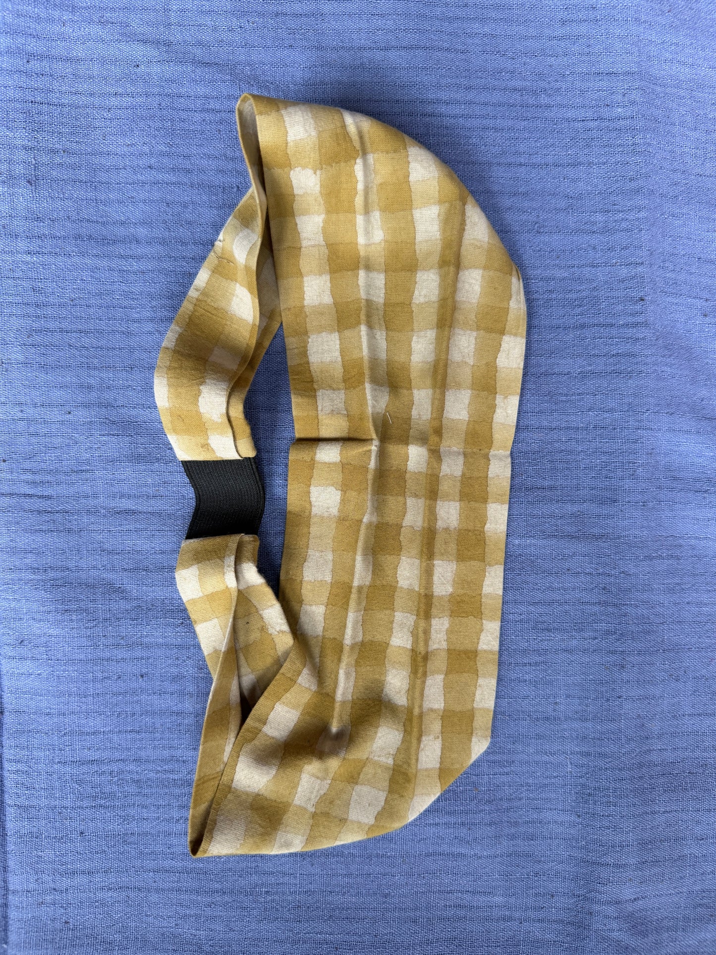 Unisex Head band with elastic in natural dyed, hand block printed cotton - width can be changed