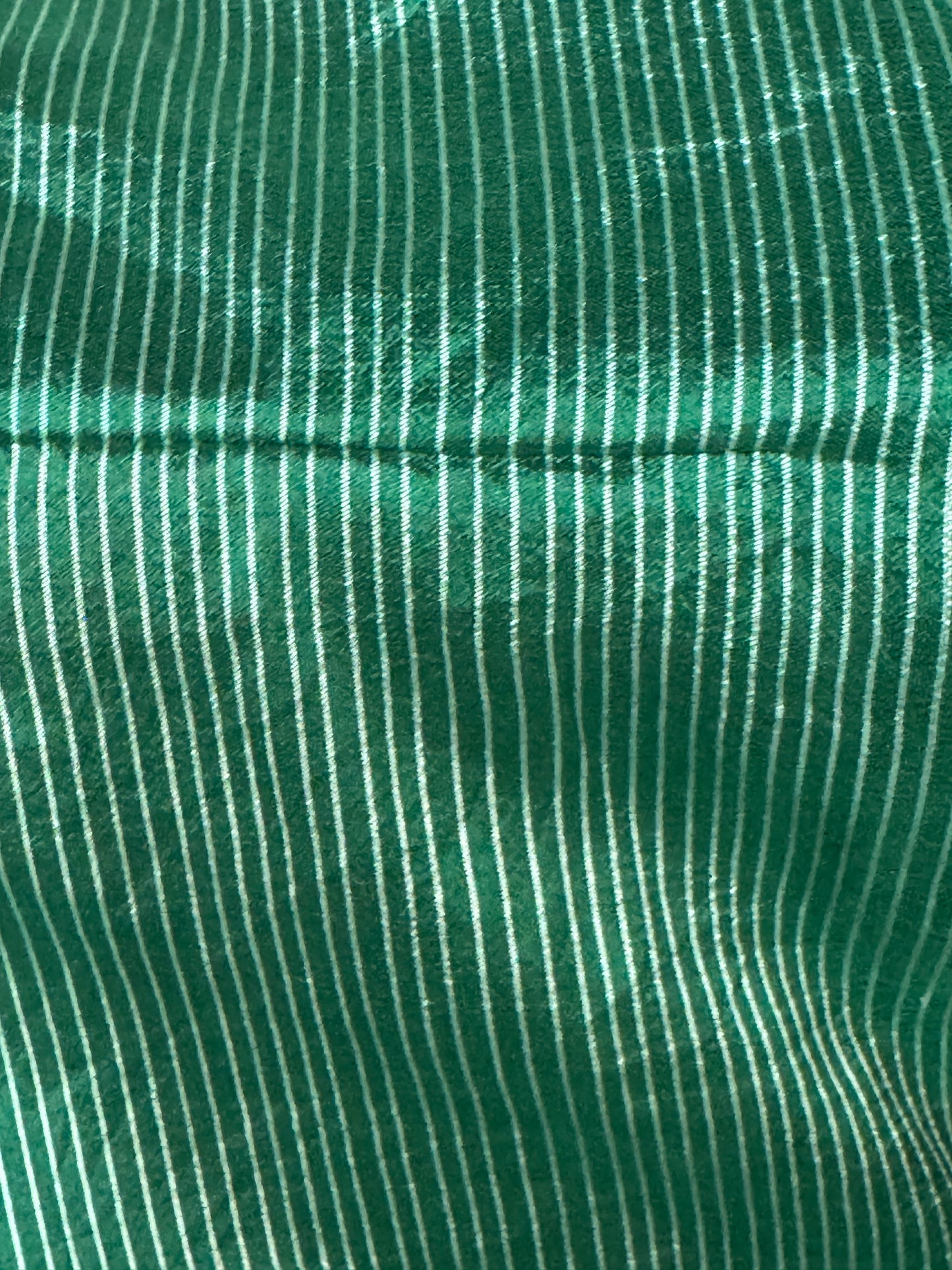 Green and silver stripes pure silk blouse