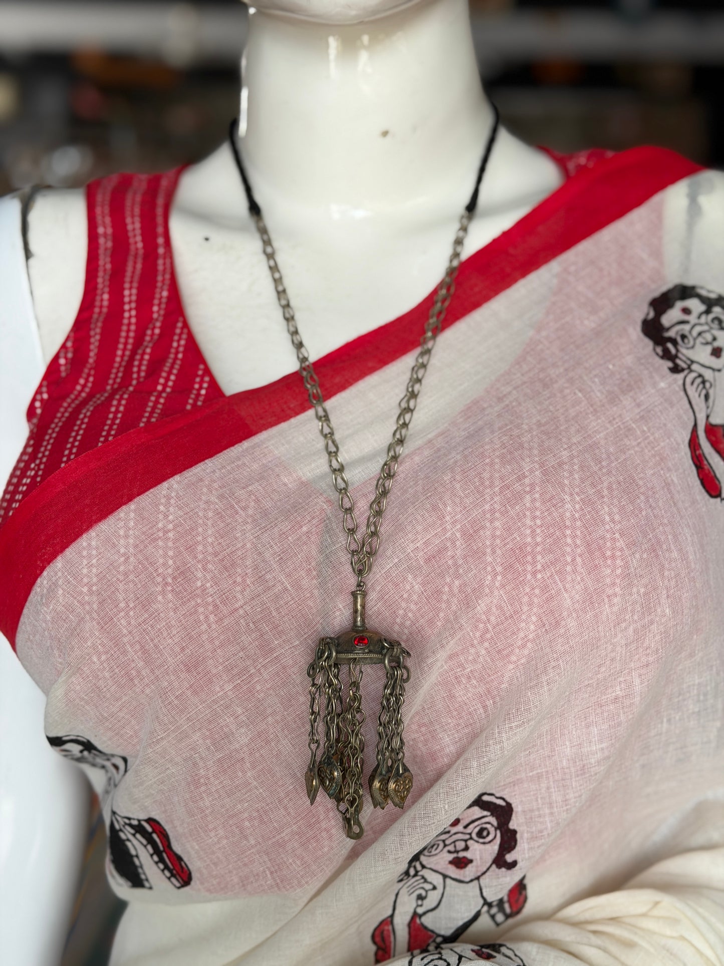 3D half sphere pendant n chain drops with big links chain handcrafted necklace