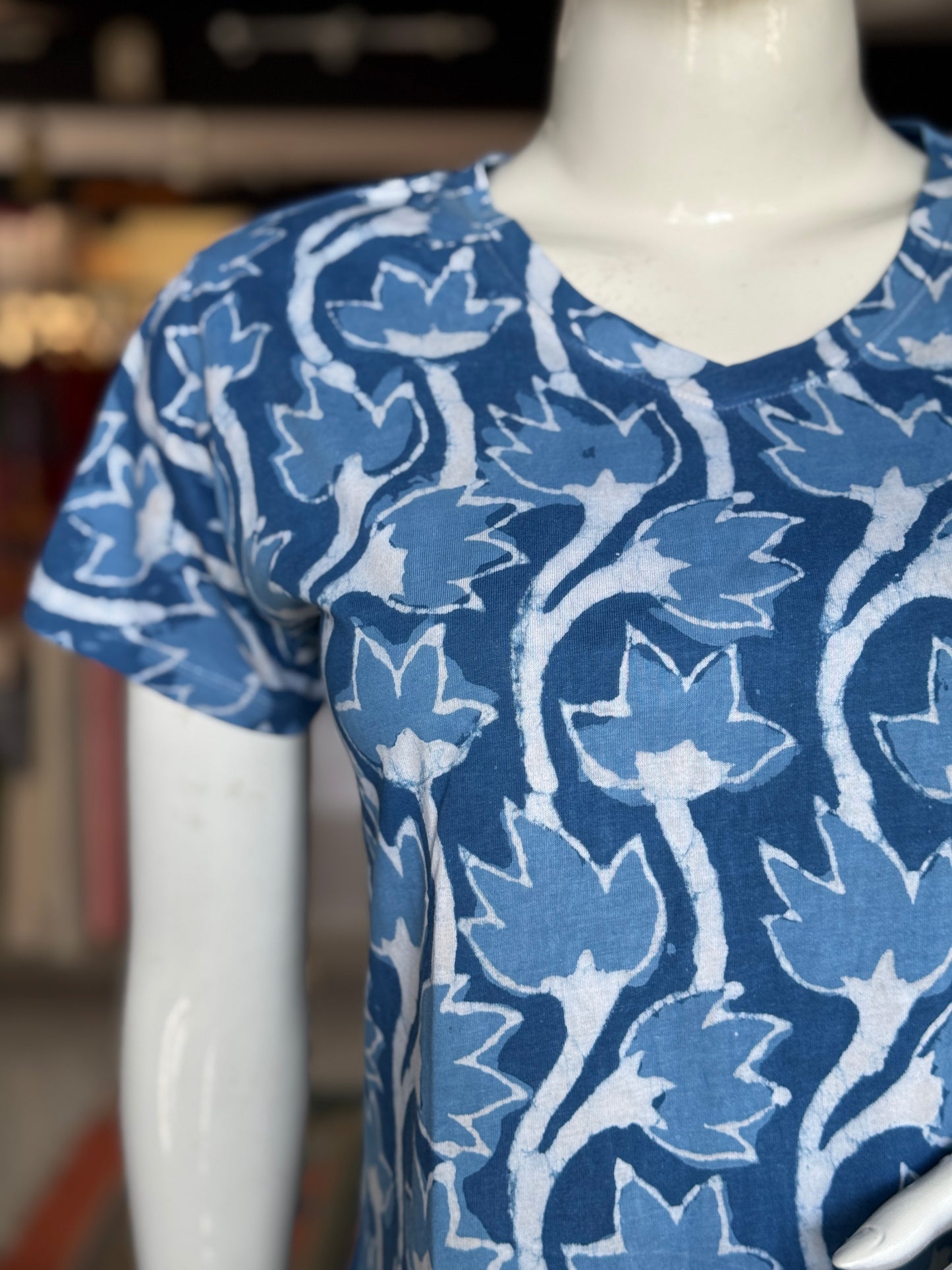 Beautiful cut womens tees - cotton, hand block printed, natural dyed tshirt for women - multiple designs and sizes