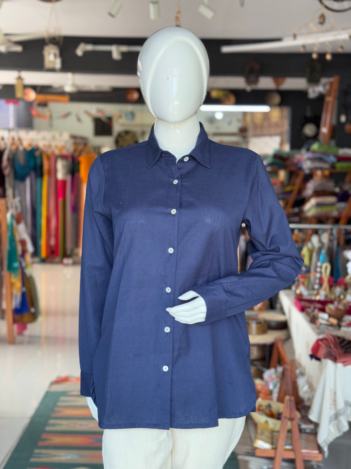 You are a sweetheart - navy blue flex cotton full sleeves shirt for women