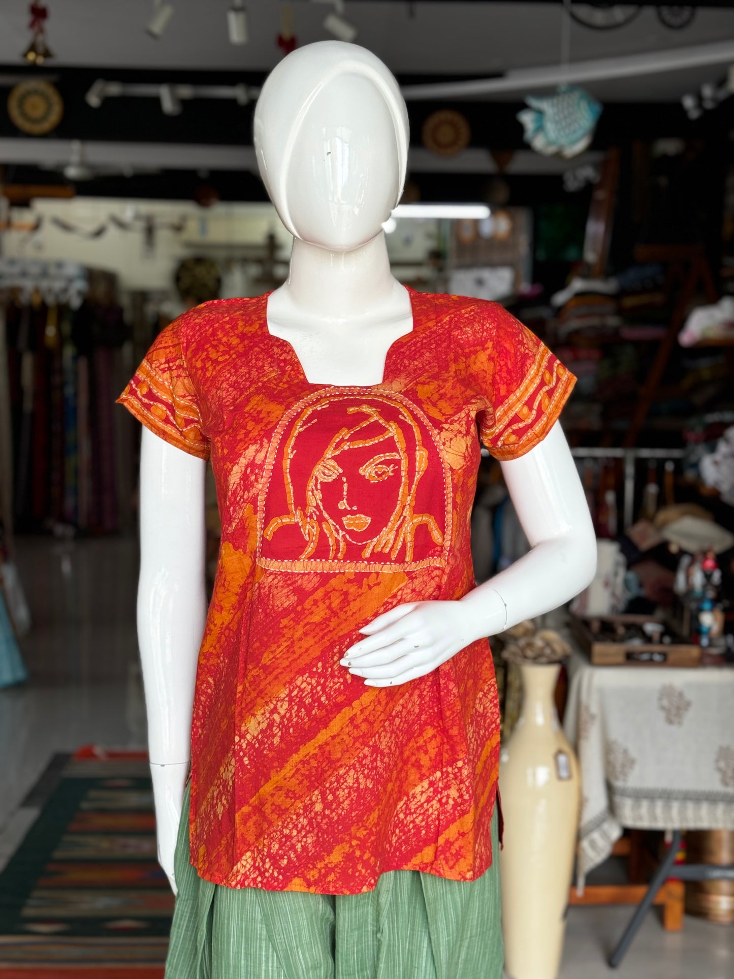 Batik hand embroidery cotton tunic