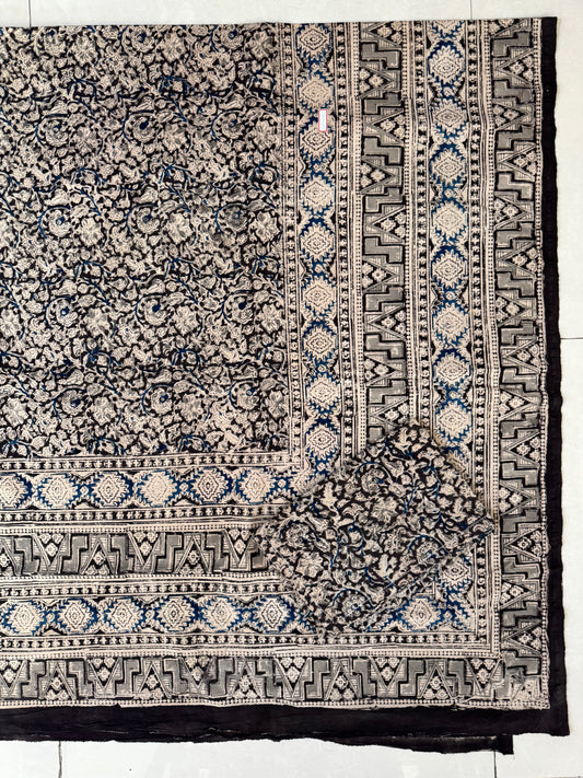 Kalamkari hand block printed super king bedsheet