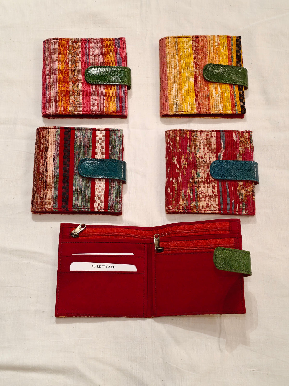 Kesh upcycled cotton handwoven fabric foldable wallet