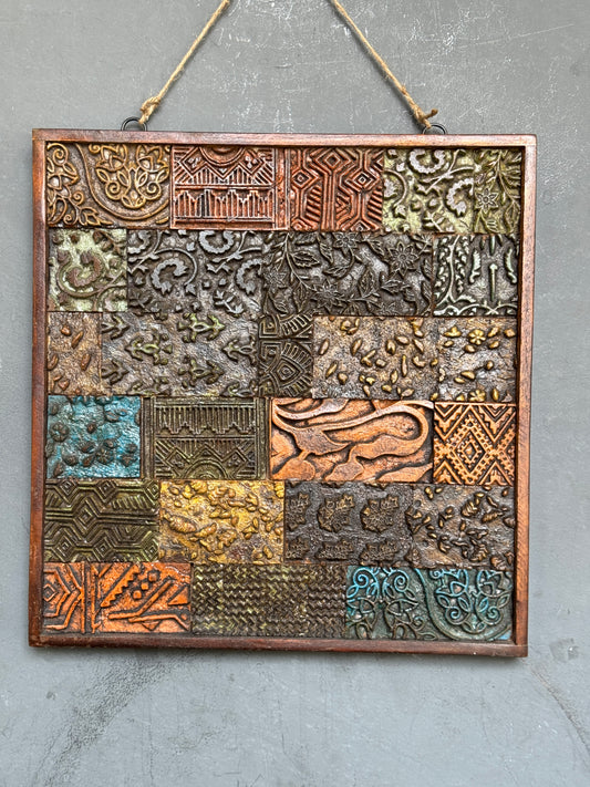 Wooden blocks wall panel - hand crafted unique wall decor