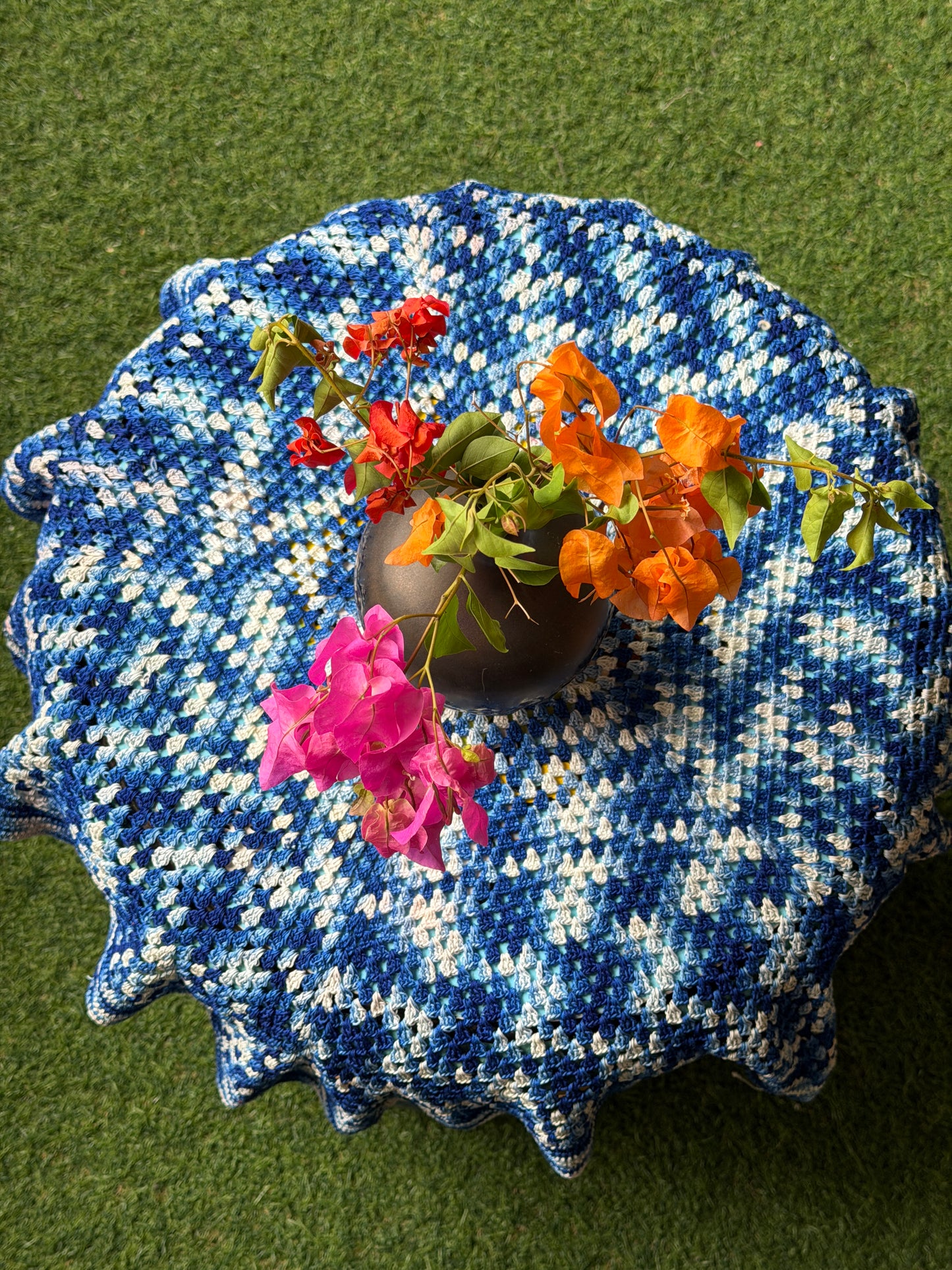 Hexagonal 30 x 30 Hand Crochet center table cover - cotton yarn - colors available