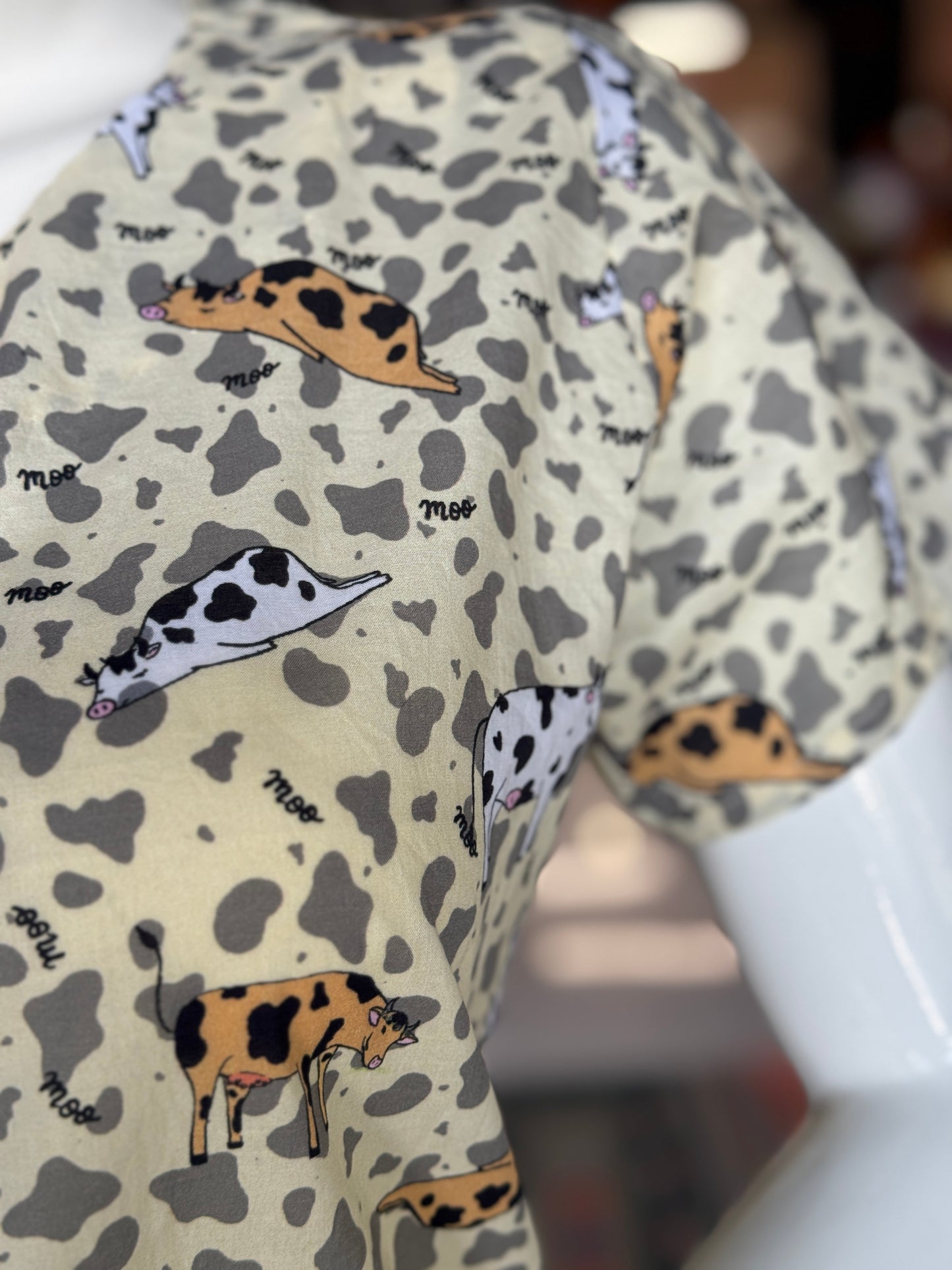 Cow moo print fun soft cotton top for women