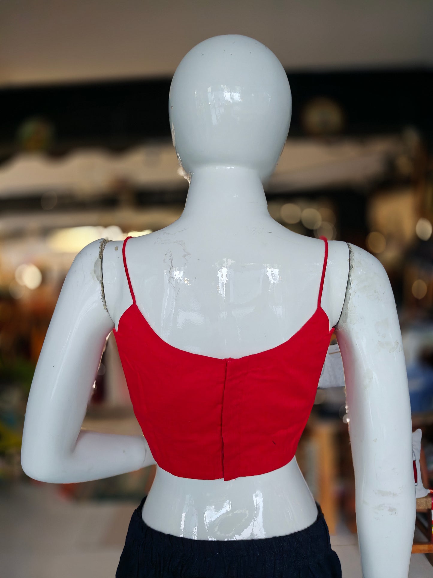 Noodle strap cotton blouse - with lining and pads