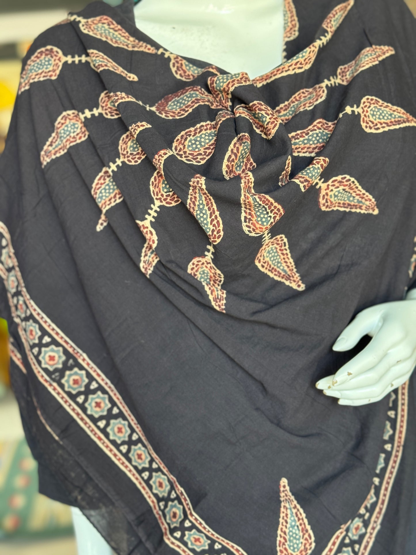 Scarf - hand block printed Ajrakh on cotton - colour options available