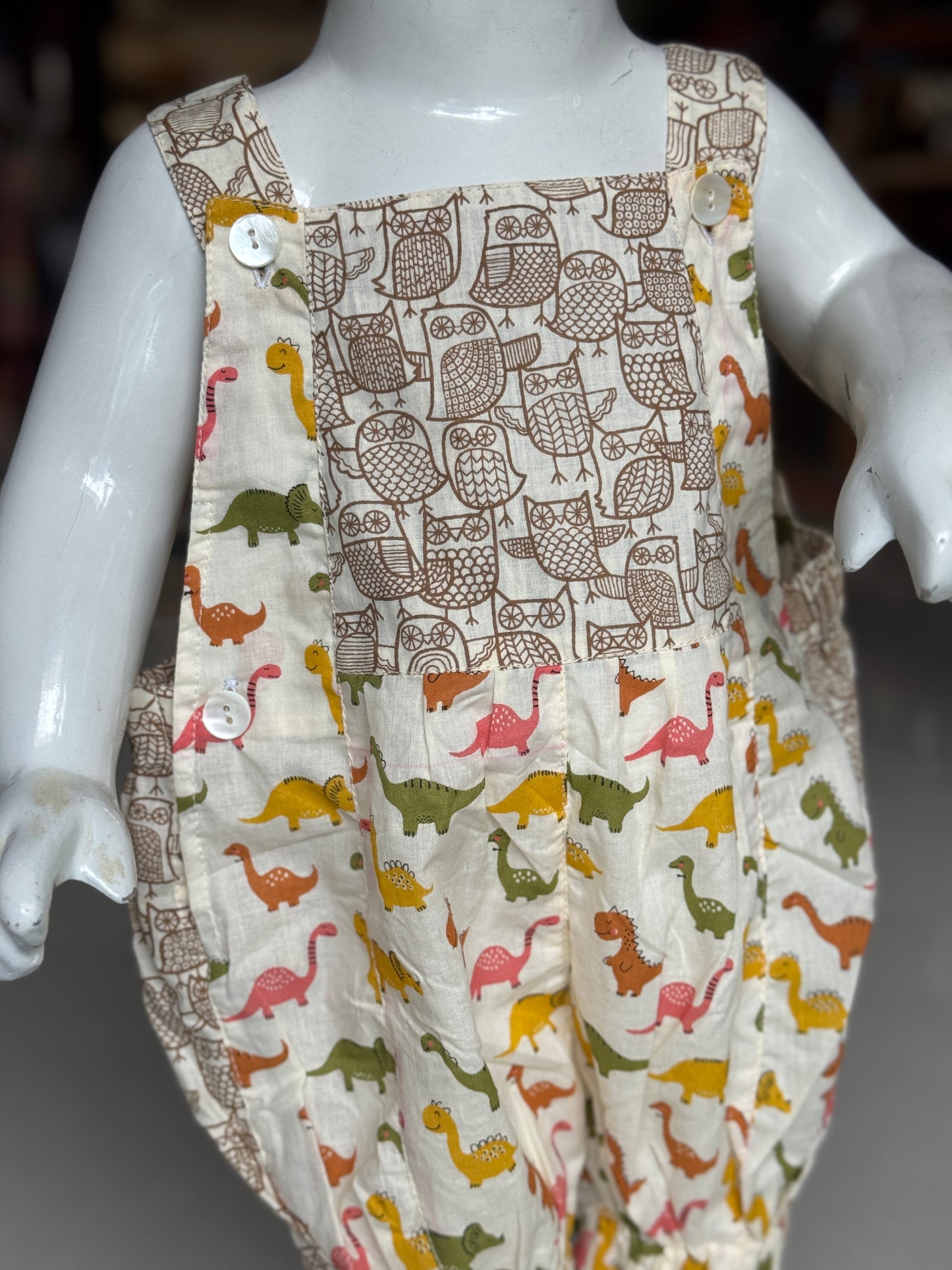 Rompers for babies - hand block printed upcycled soft cotton fabric scrap based unisex outfit for boys and girls