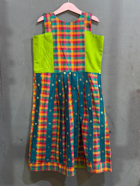 Colorful Madras checks dress for girls