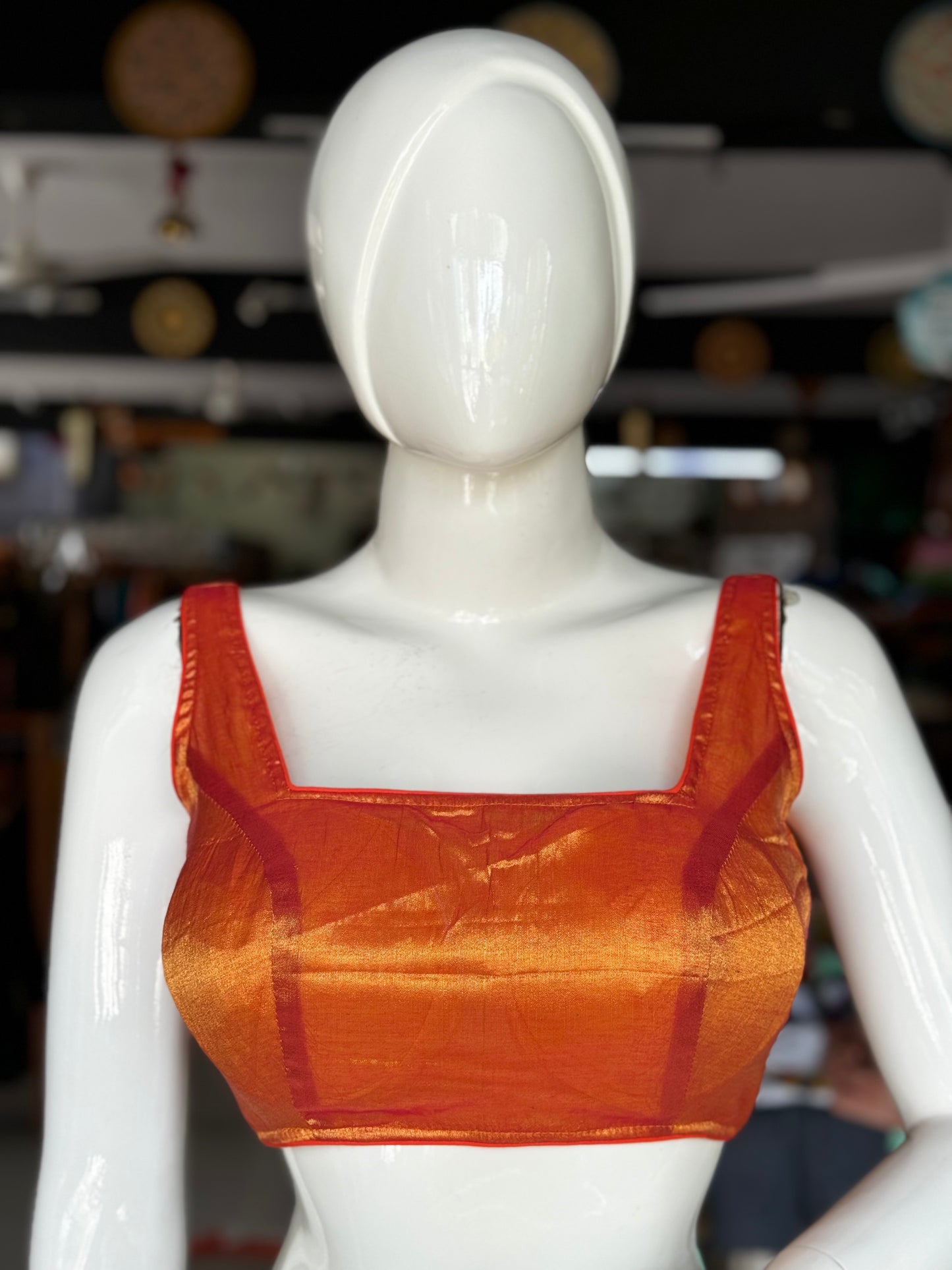 Cotton tissue sleeveless blouse with lining and pads- multiple colors