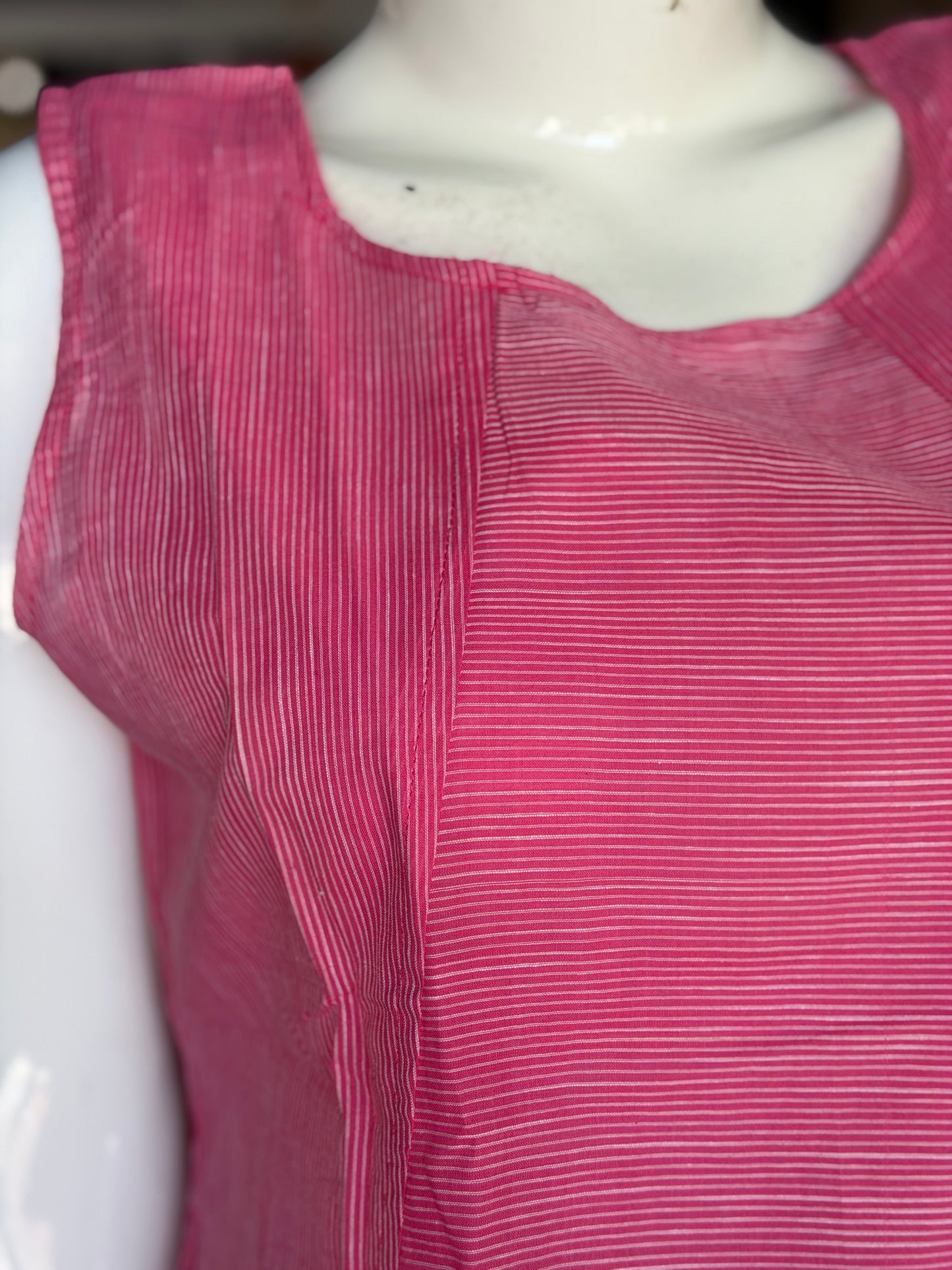 Pink stripes play handloom cotton top