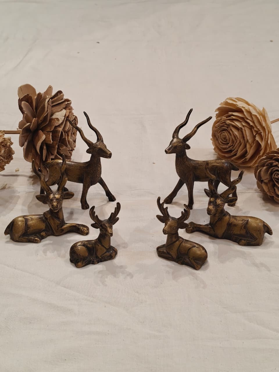 Dearest deers party  - brass miniature  6 piece set with deers in different poses