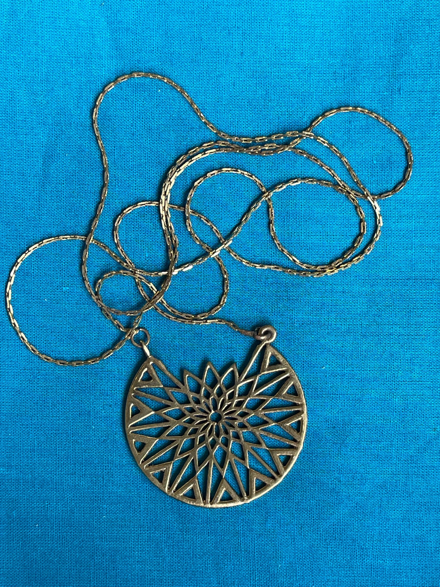 Flower mandala pendant brass neckpiece