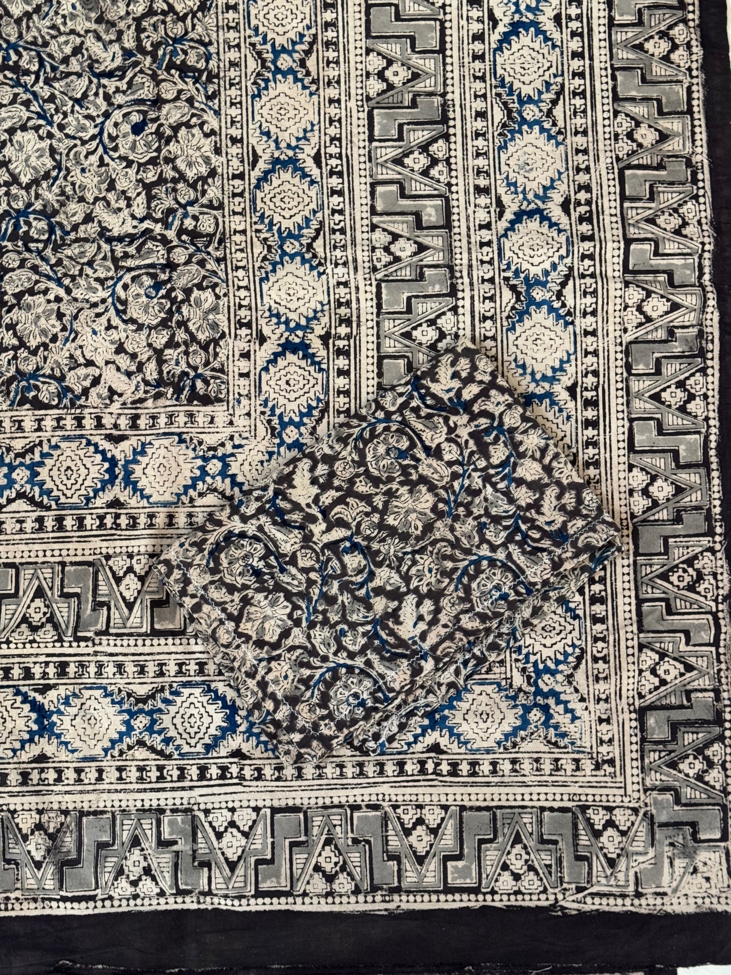 Kalamkari hand block printed super king bedsheet