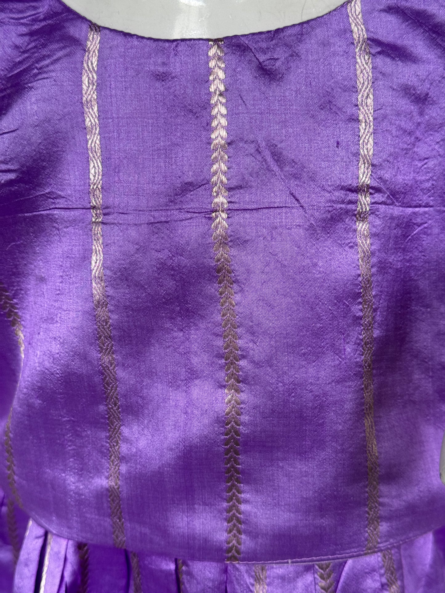 Lavender handwoven pure silk lehenga (pattu langa jacket) blouse set