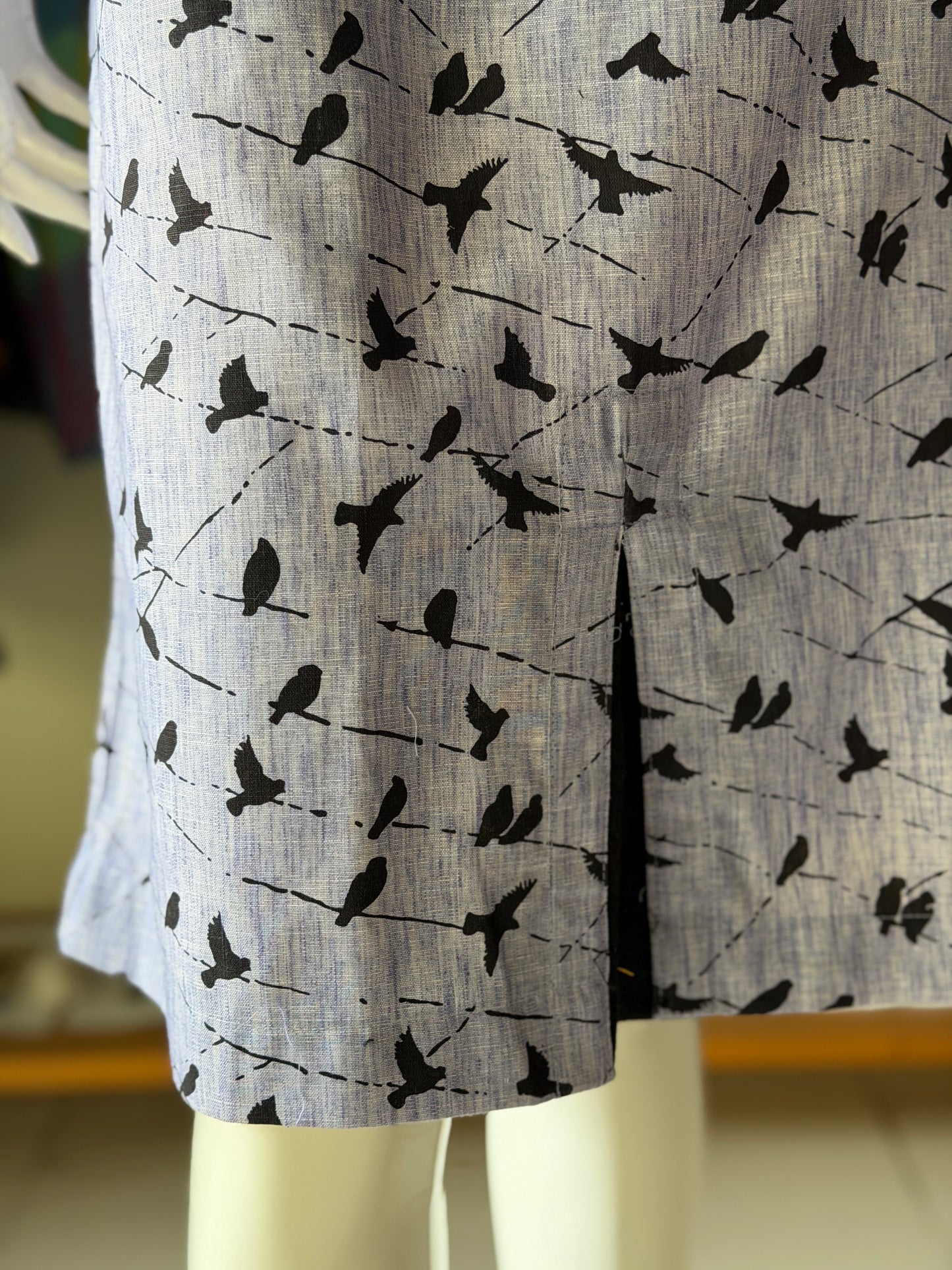 Lavender cotton coord set of skirt n top with birds print
