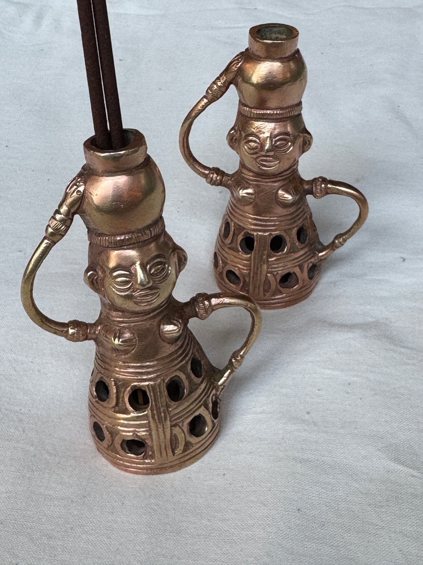 Pot holding organizer lady - Brass pen / agarbatti stand / vase / organizer